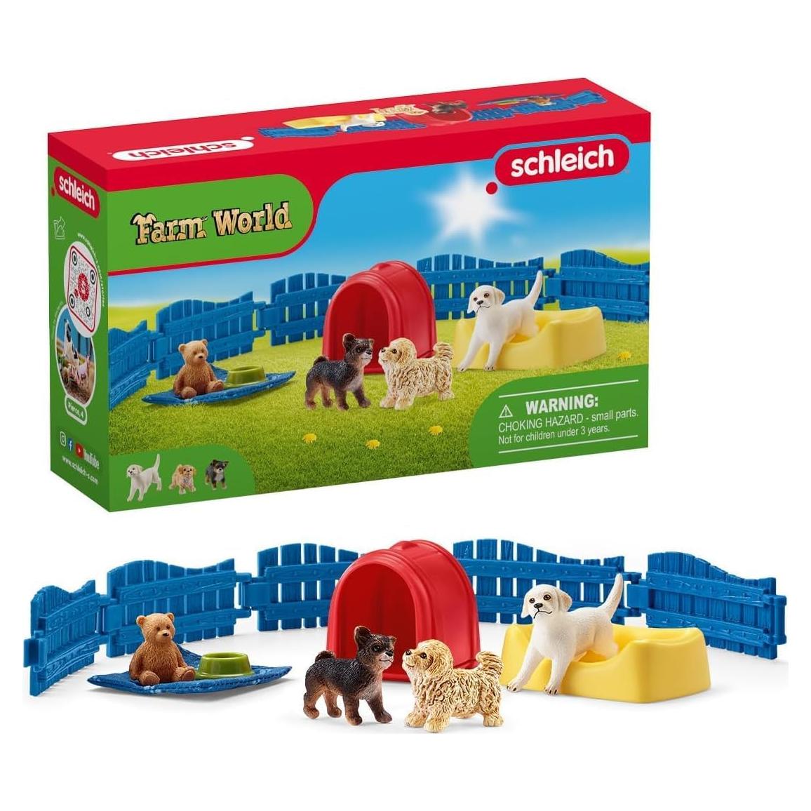 Juego de Corral de Cachorros Schleich 13 Piezas Educativo