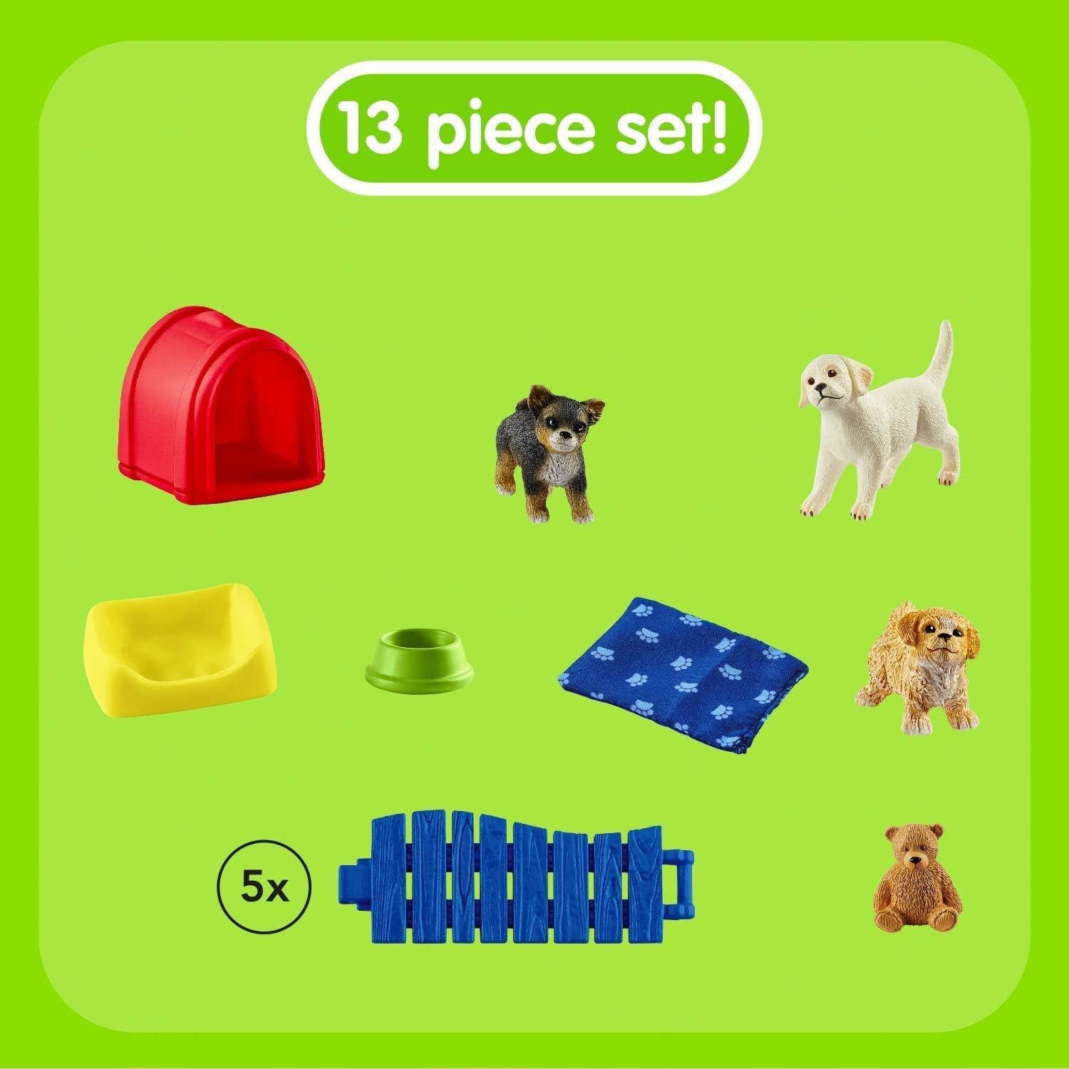 Juego de Corral de Cachorros Schleich 13 Piezas Educativo