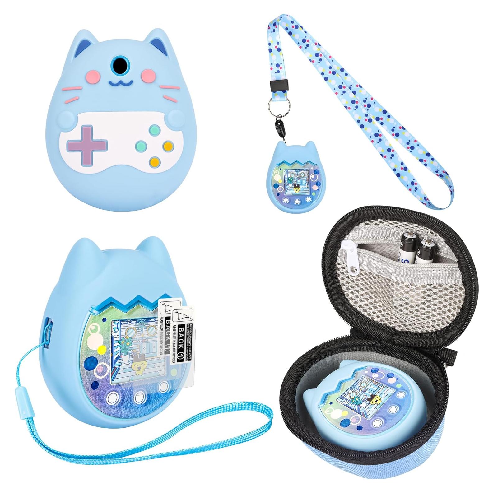 Funda de silicona y transporte Meetikar para Tamagotchi Pix Azul