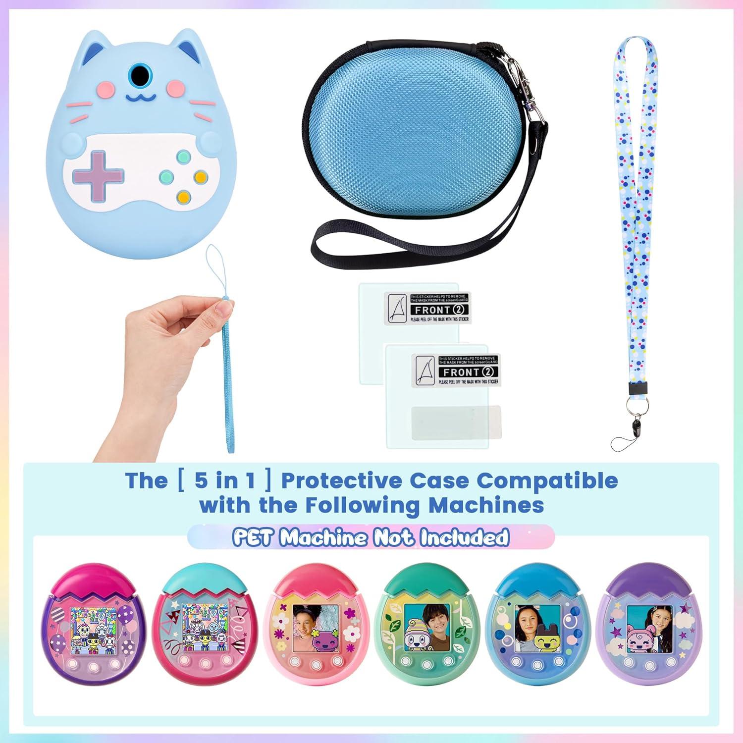 Funda de silicona y transporte Meetikar para Tamagotchi Pix Azul