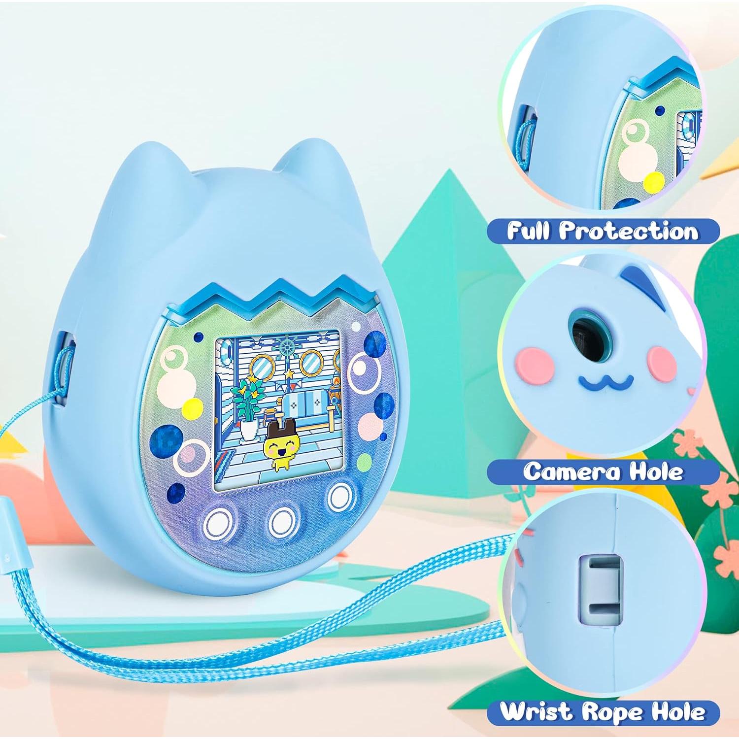 Funda de silicona y transporte Meetikar para Tamagotchi Pix Azul