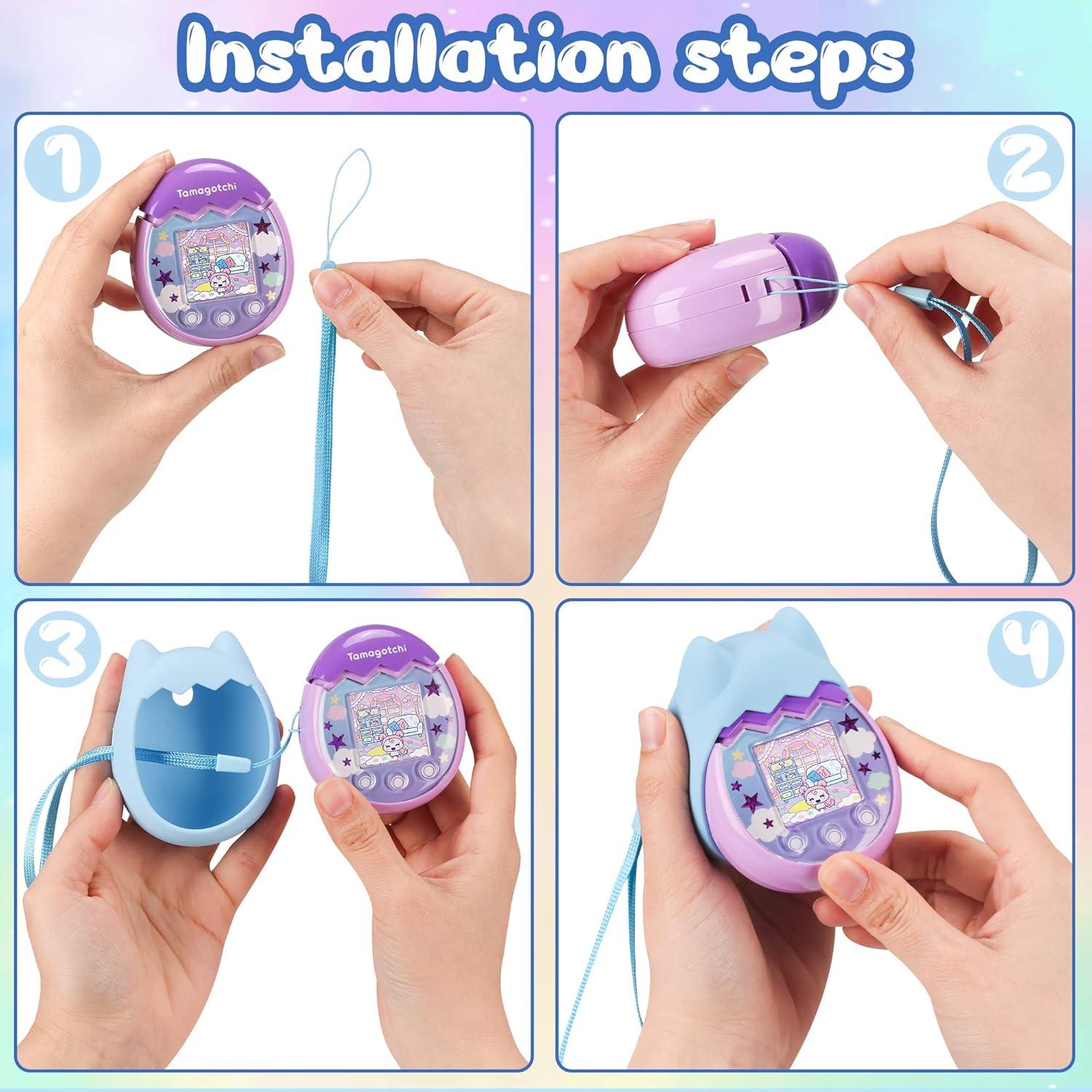 Funda de silicona y transporte Meetikar para Tamagotchi Pix Azul