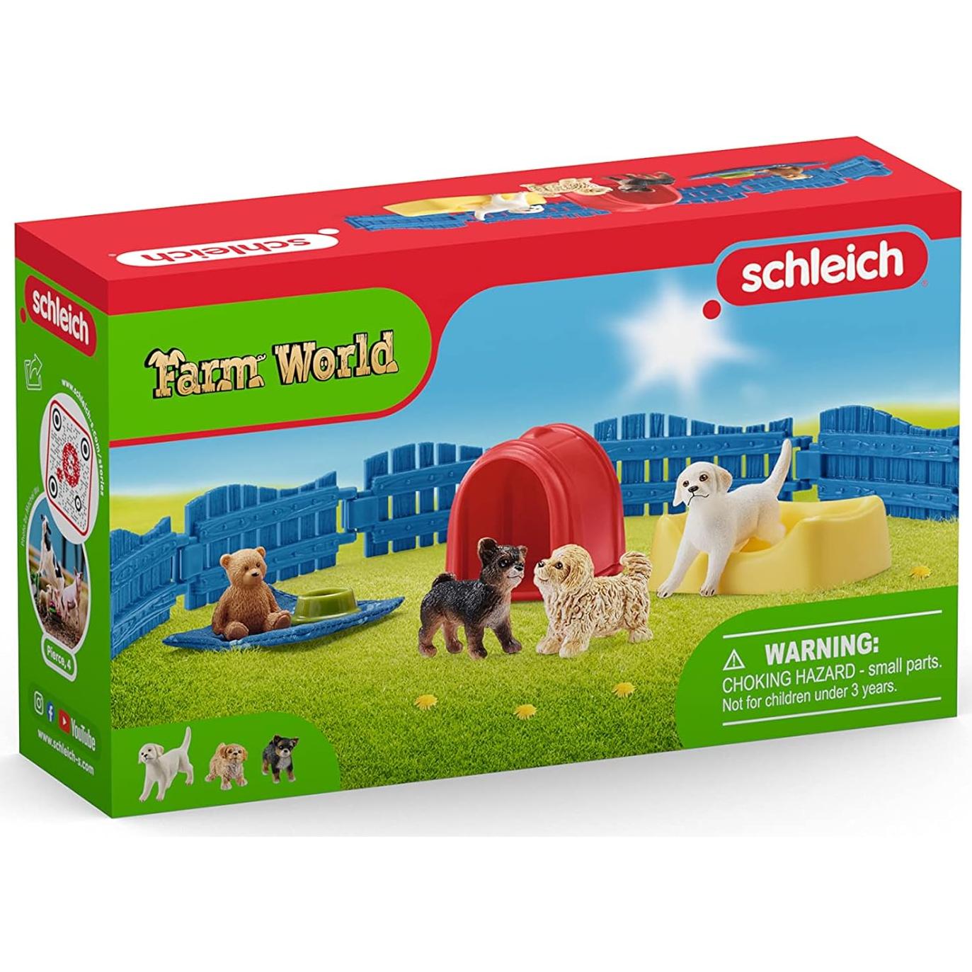 Schleich Perrera Mundo de Granja 13 Piezas Juego Educativo