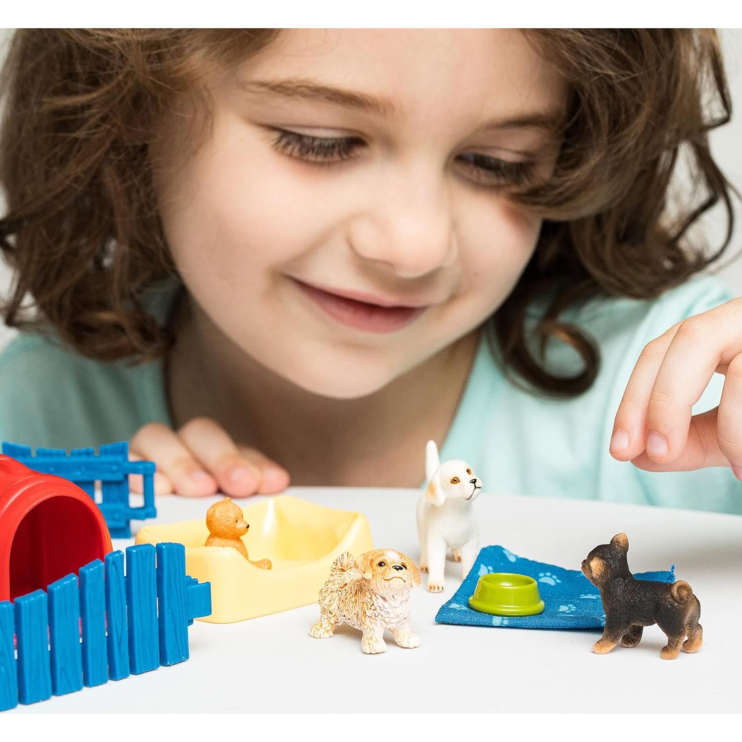 Schleich Perrera Mundo de Granja 13 Piezas Juego Educativo