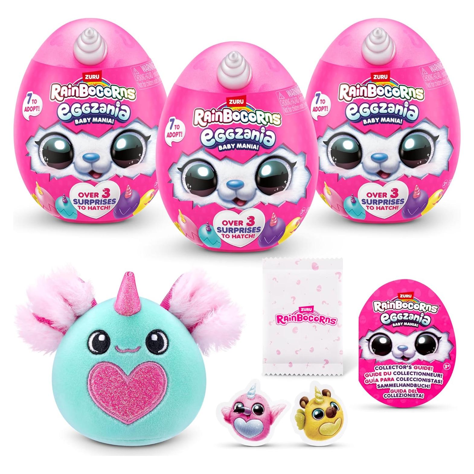 Rainbocorns Eggzania de ZURU - Sorpresa de Peluche 3 Piezas