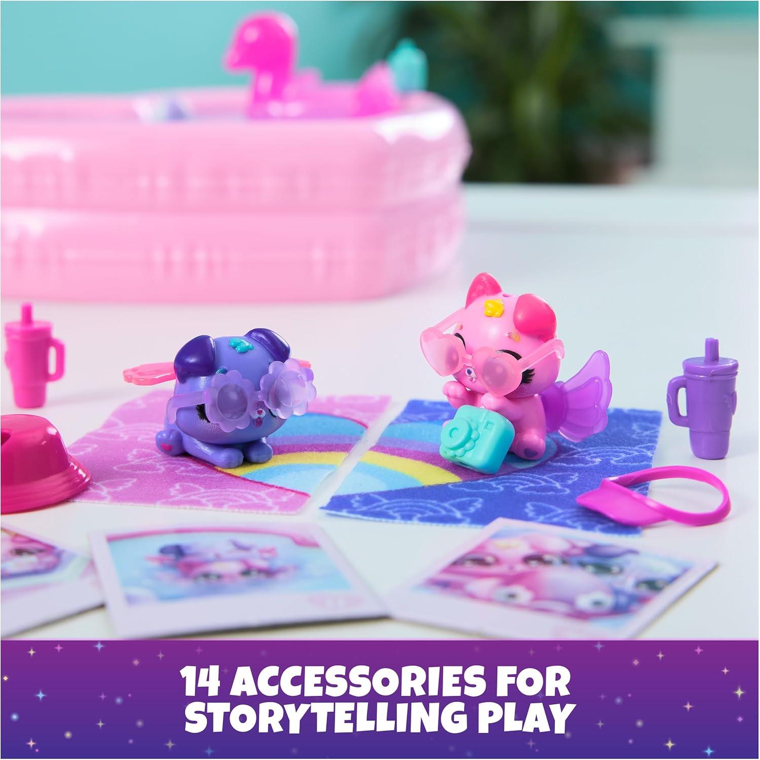 Hatchimals Alive Fiesta en la Piscina Arcoíris Neón con 2 Figuras y 14 Accesorios