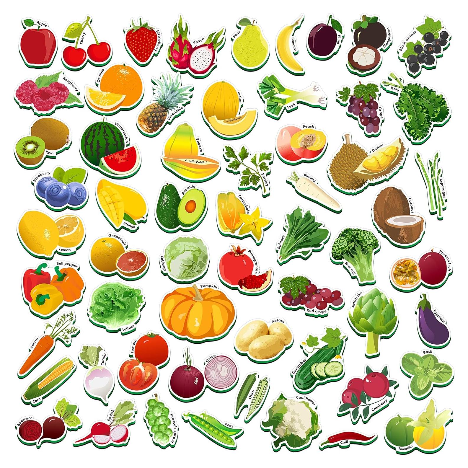 SpriteGru 59 Piezas Imán Frutas y Verduras para Niños