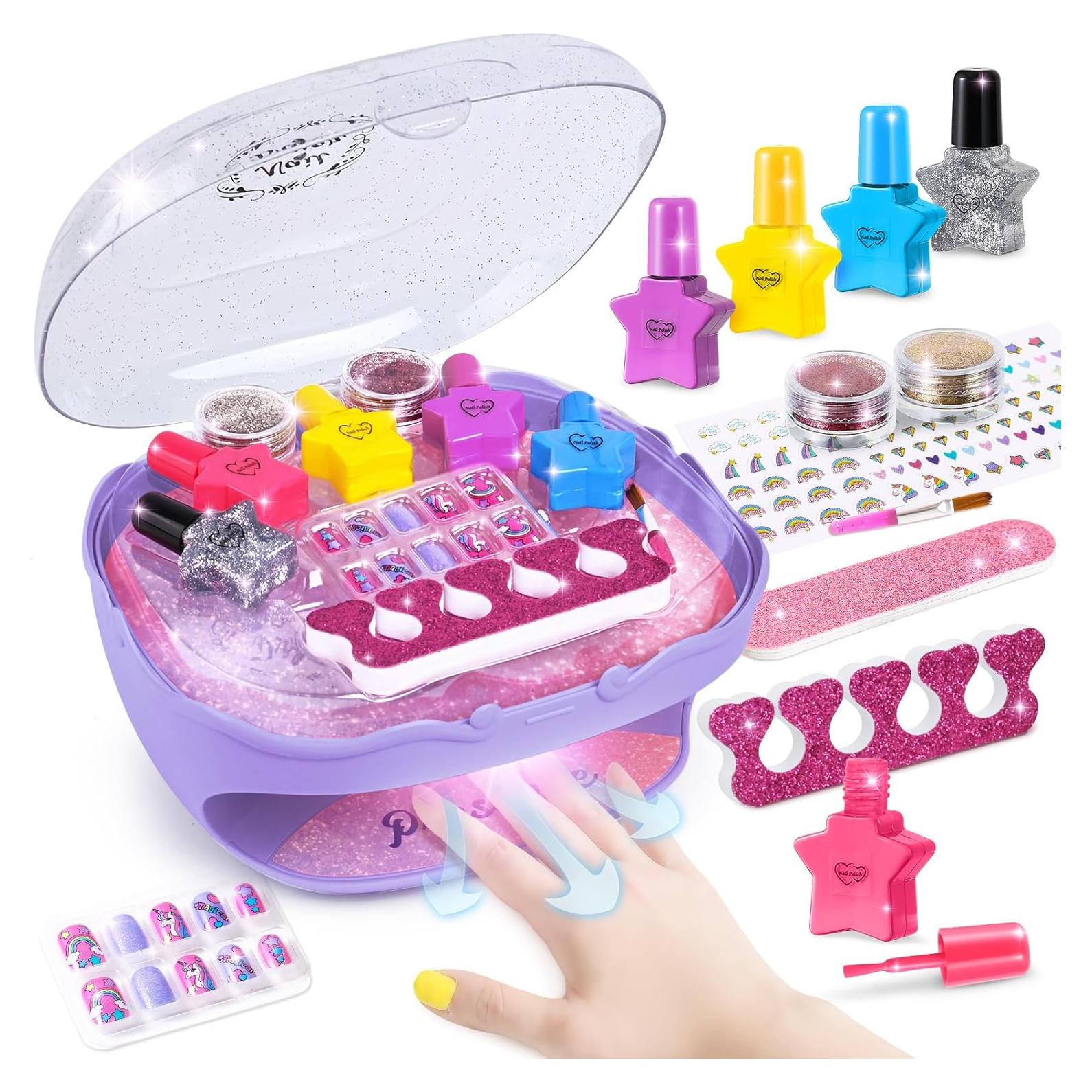 Kit de Esmalte de Uñas Shemira Morado con Secador y Accesorios