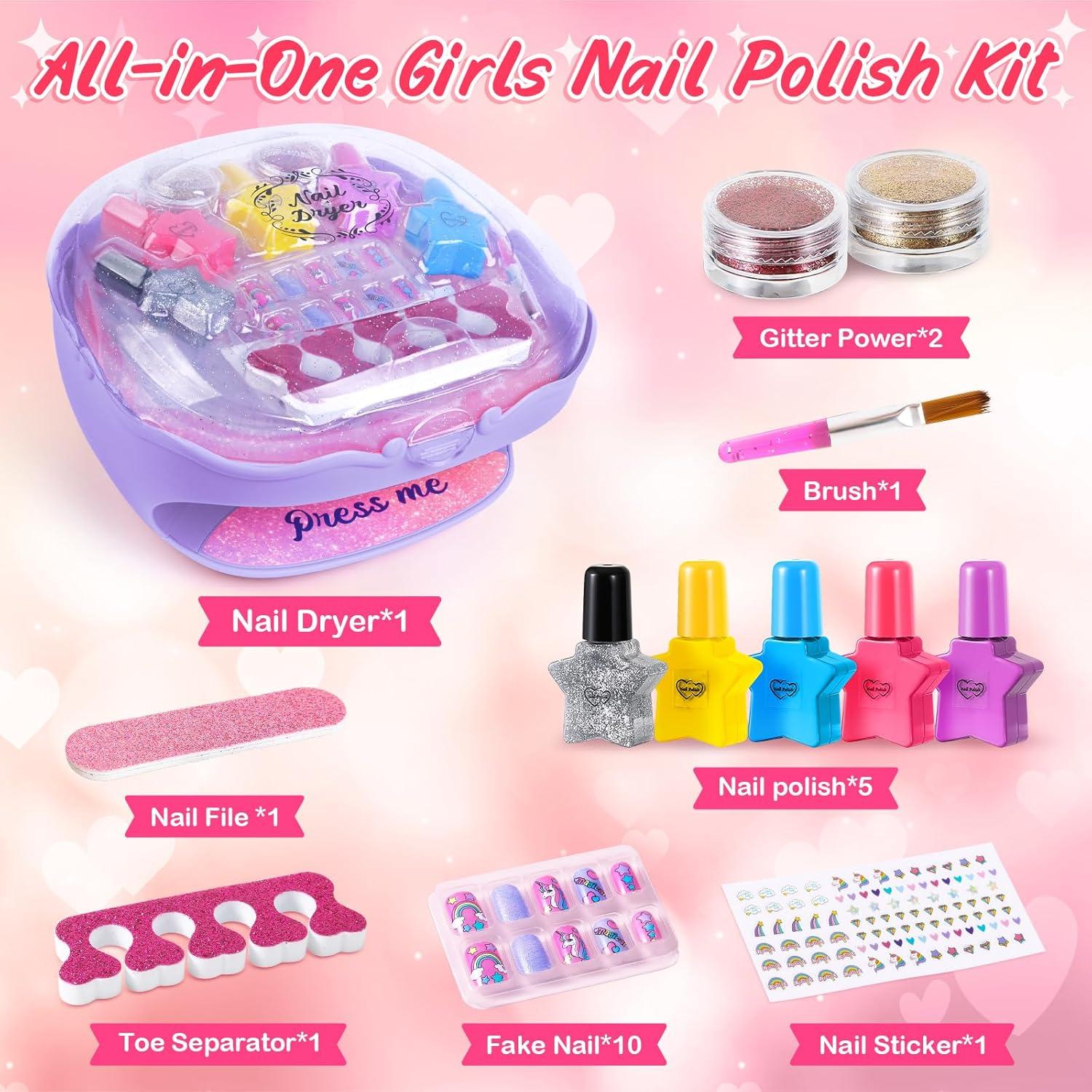 Kit de Esmalte de Uñas Shemira Morado con Secador y Accesorios