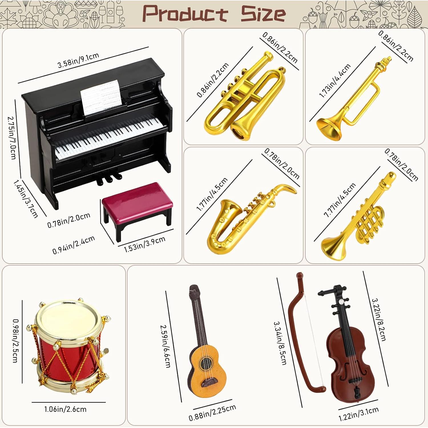 Juego de Instrumentos Musicales Miniatura Skylety 11 Piezas