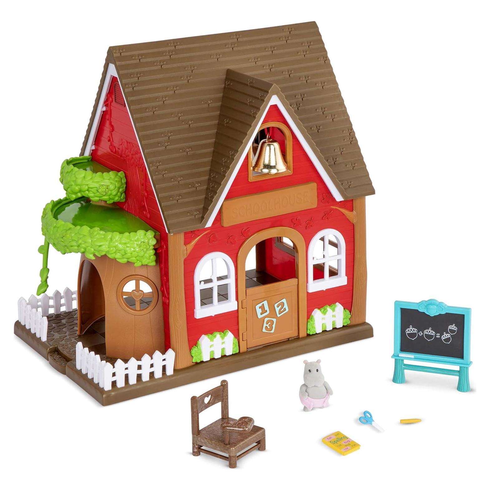 Casa de Escuela del Bosque Li'l Woodzeez con 8 Accesorios