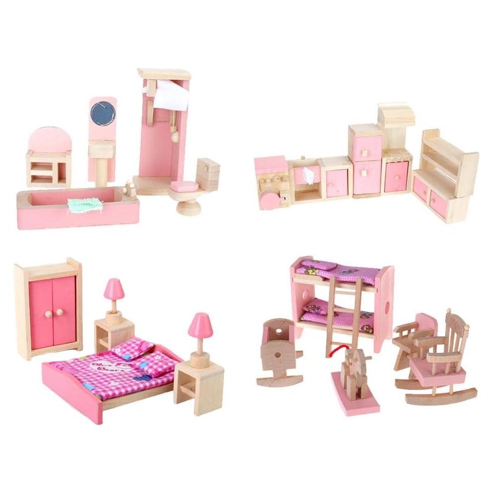 Set de Muebles de Madera NADOBA para Casa de Muñecas 4 Piezas