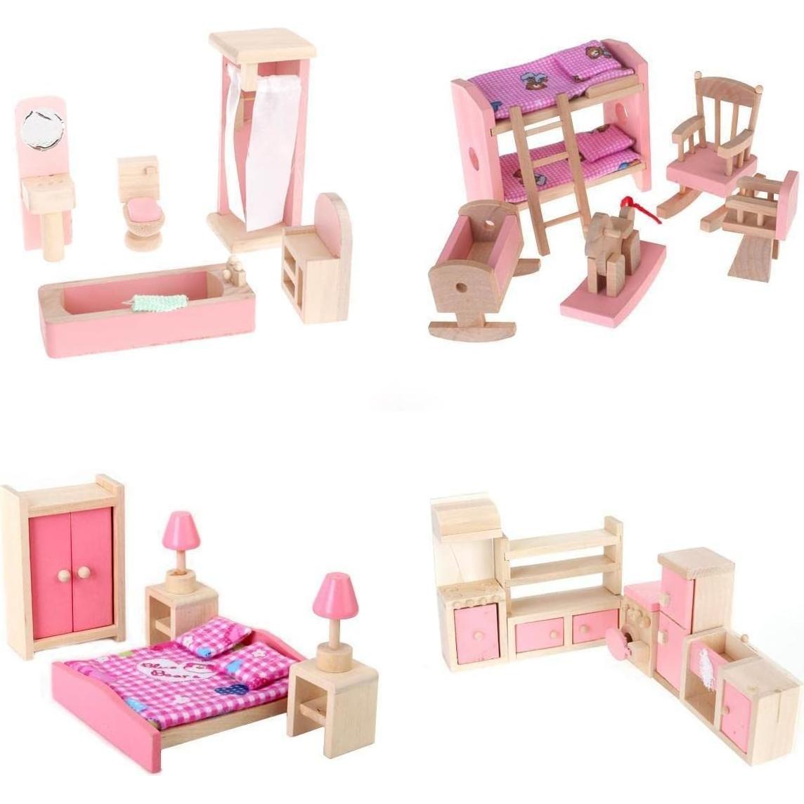 Set de Muebles de Madera NADOBA para Casa de Muñecas 4 Piezas
