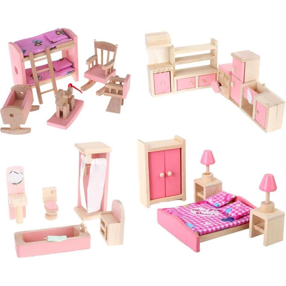 Set de Muebles de Madera NADOBA para Casa de Muñecas 4 Piezas