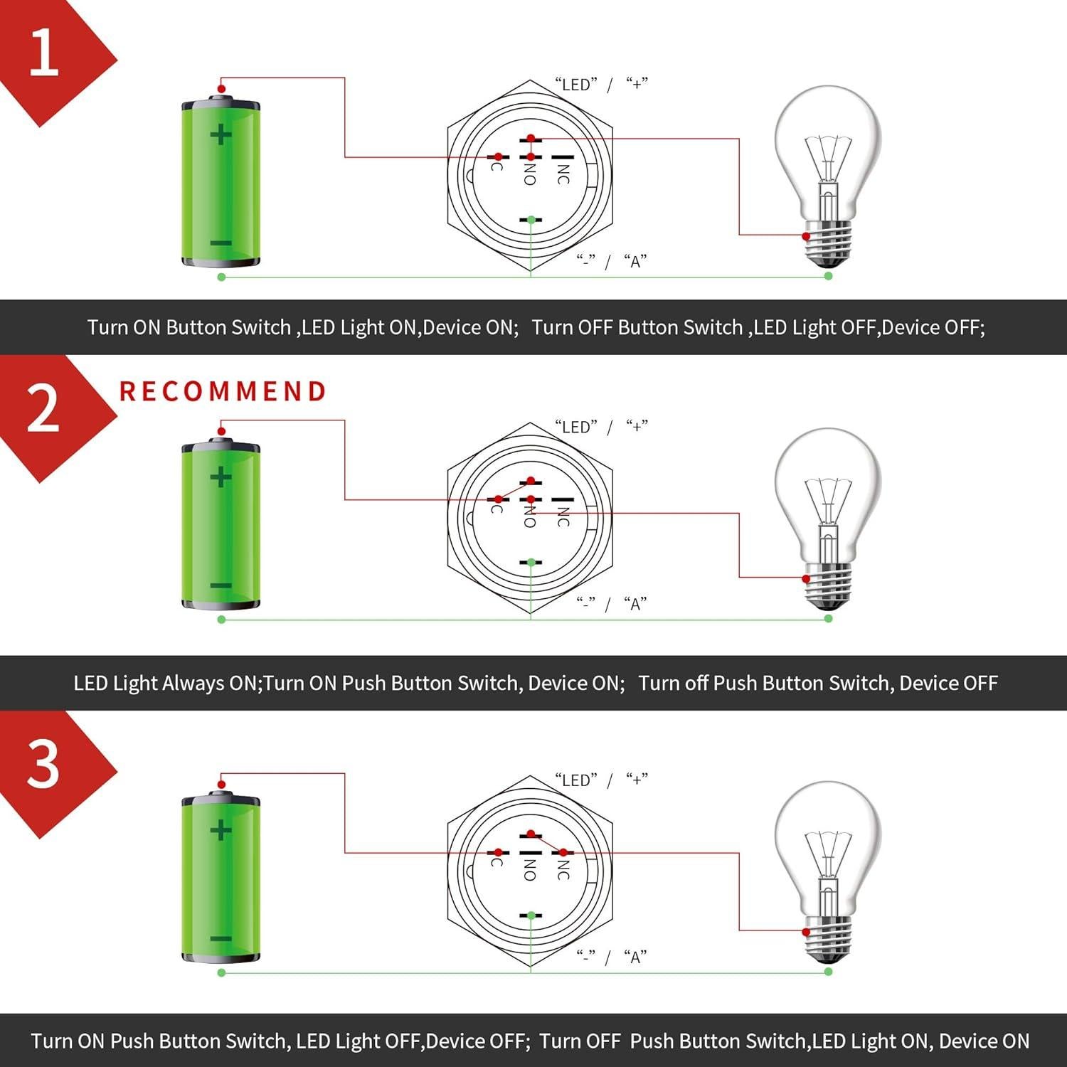 Interruptor de Botón Pulsador APIELE 16mm 12V CC Carcasa Negra