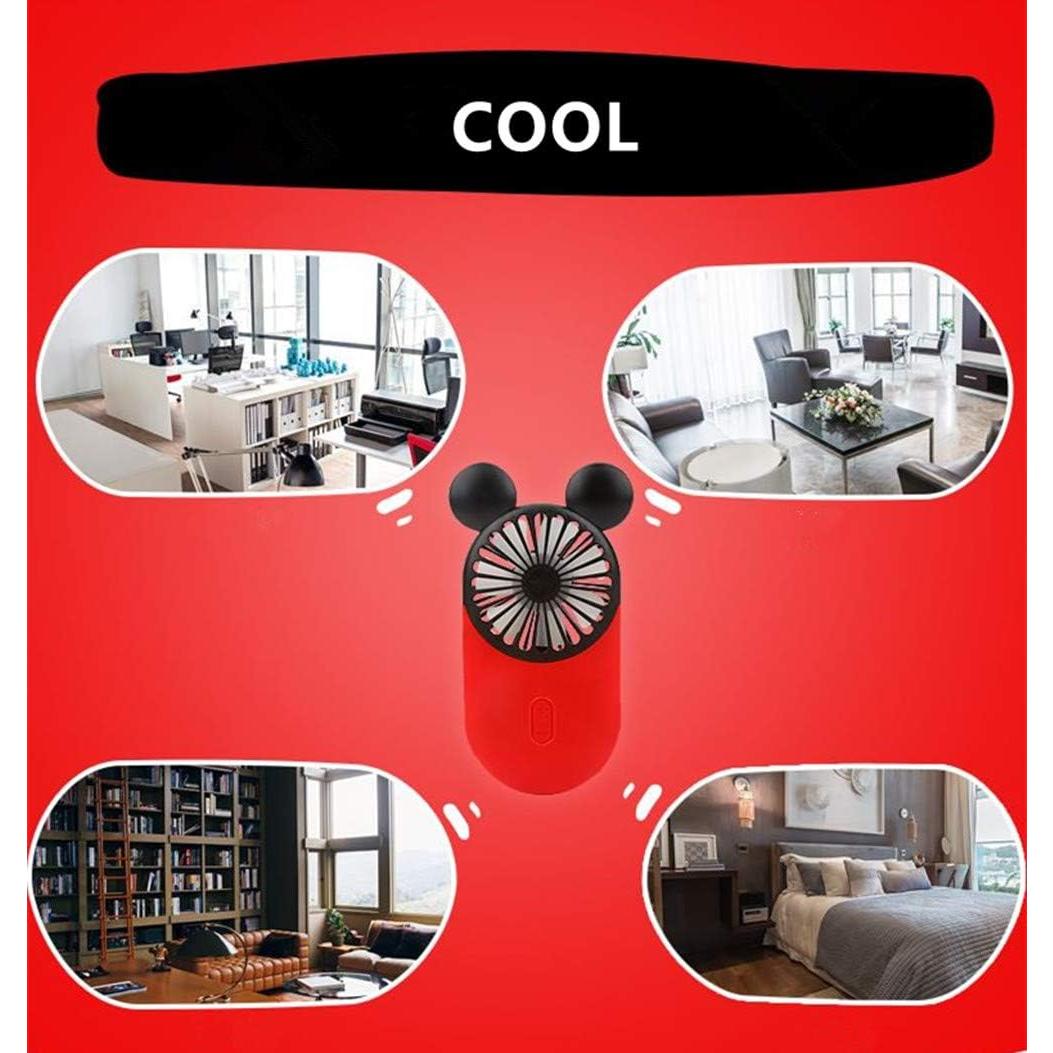 Ventilador Mini Portátil Kbinter Rojo con Luz LED y 3 Velocidades