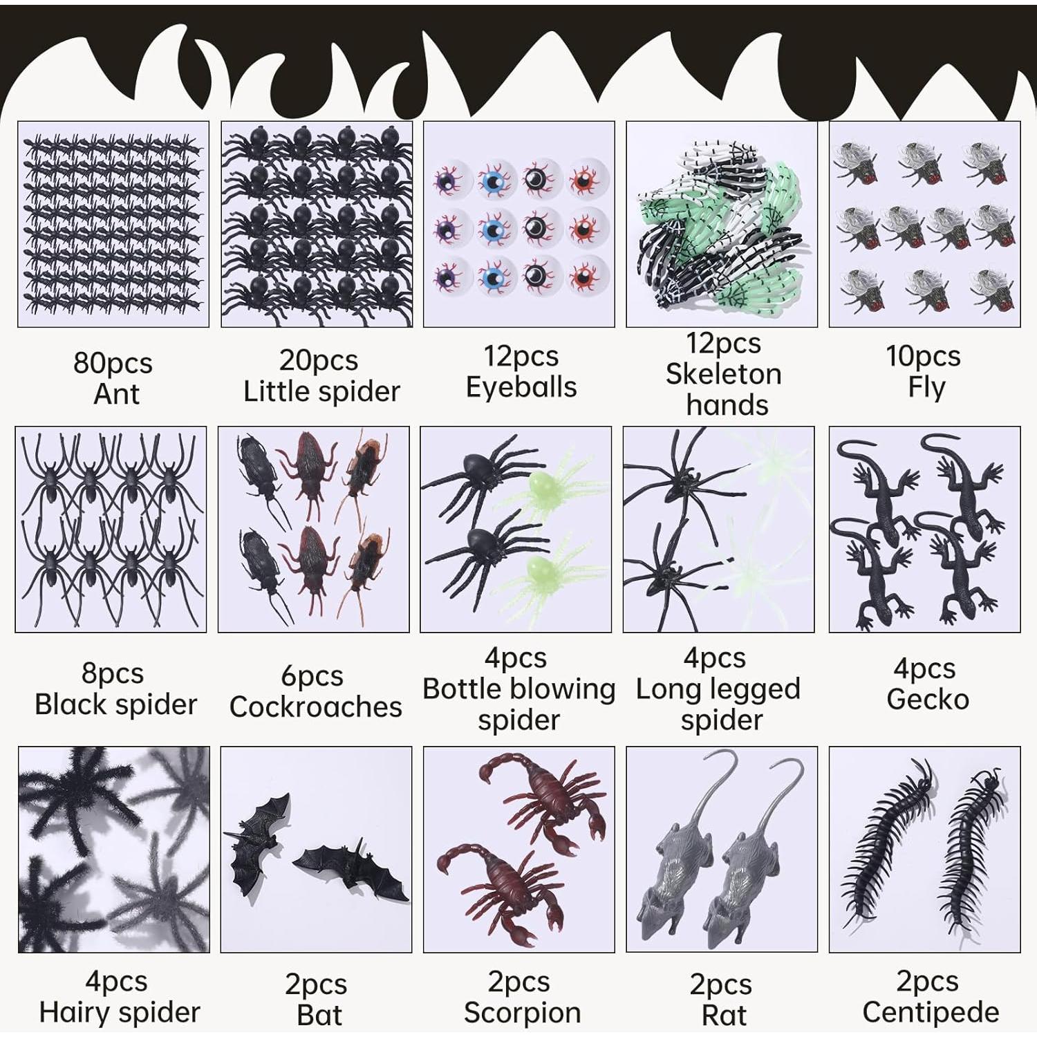 174 Piezas Juguetes de Broma Insectos Falsos Halloween Wayyogh