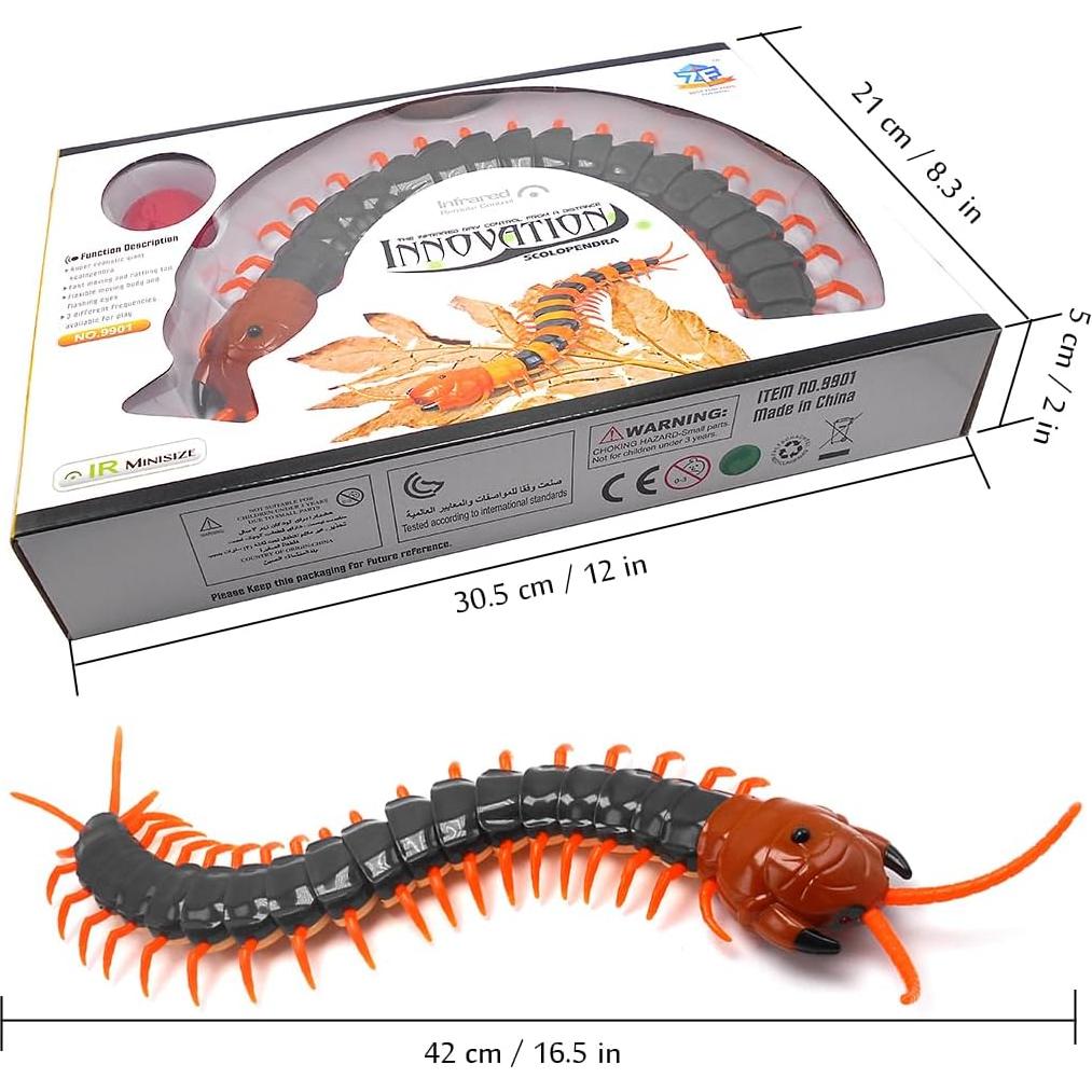 Ciempiés Control Remoto Realista Yingmate Verde Marino 42 cm