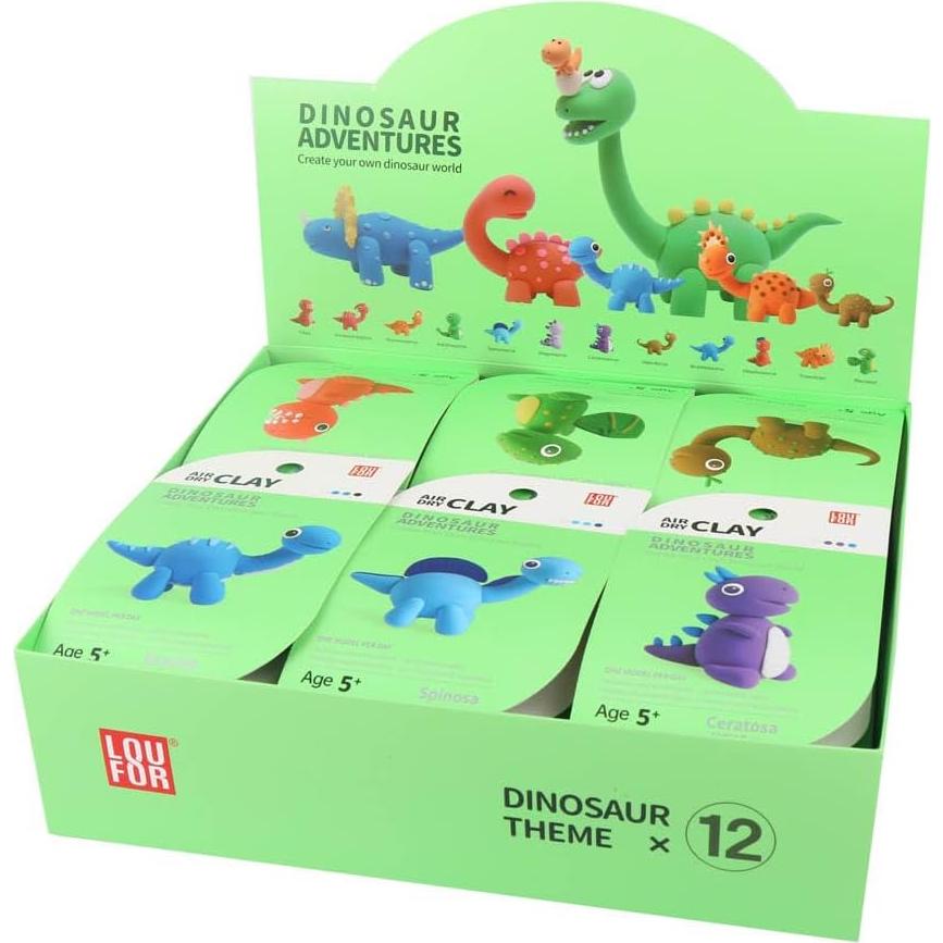Kit de Arcilla Secada al Aire LOUFOR 12 Cajas Dinosaurio
