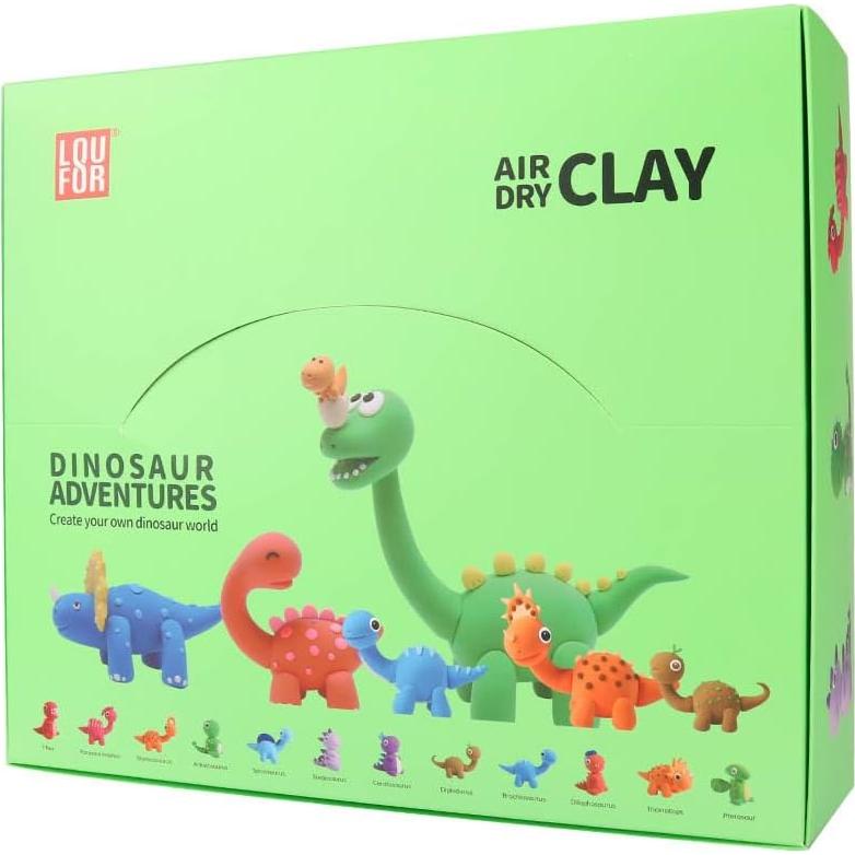 Kit de Arcilla Secada al Aire LOUFOR 12 Cajas Dinosaurio
