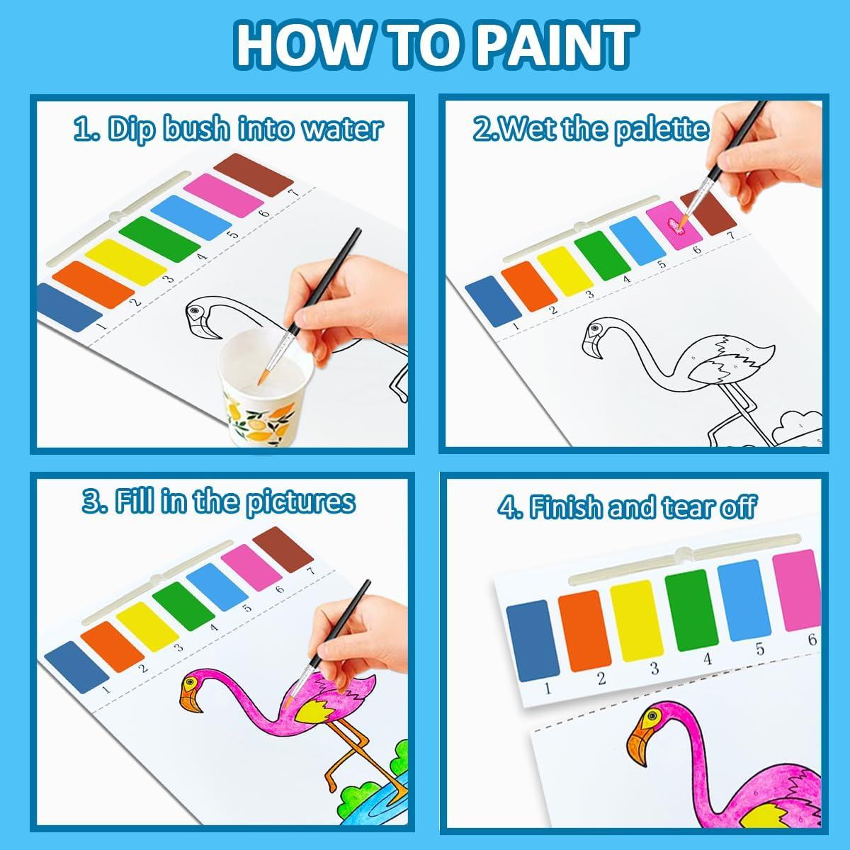 BAOXUE Libro de Colorear Acuarela 24 Páginas Animales