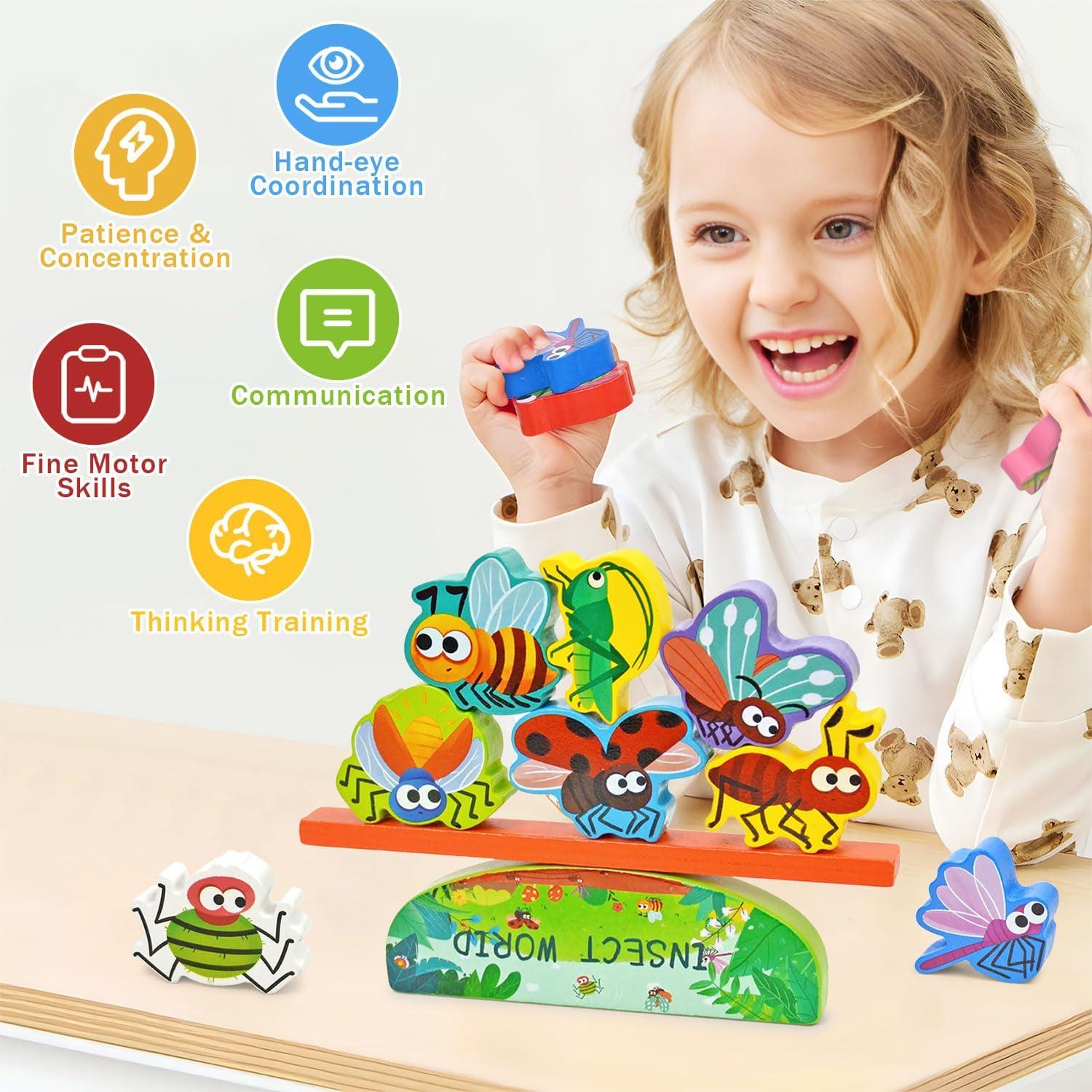 Juguetes de Insectos Vileafy para Niños 3-5 Años - Apilamiento Montessori