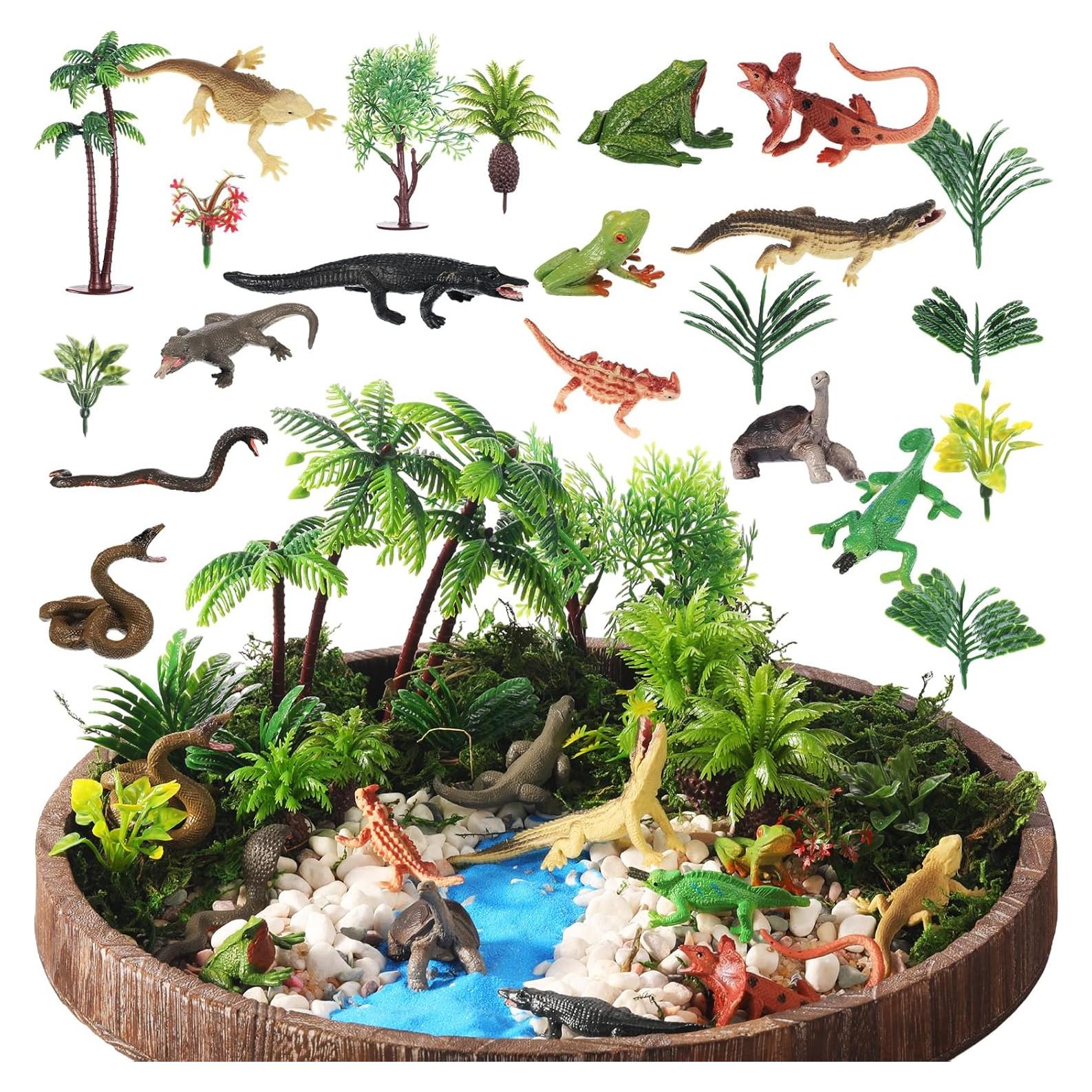 26 Figuras de Animales Anfibios y Reptiles Sratte - Juguetes Educativos