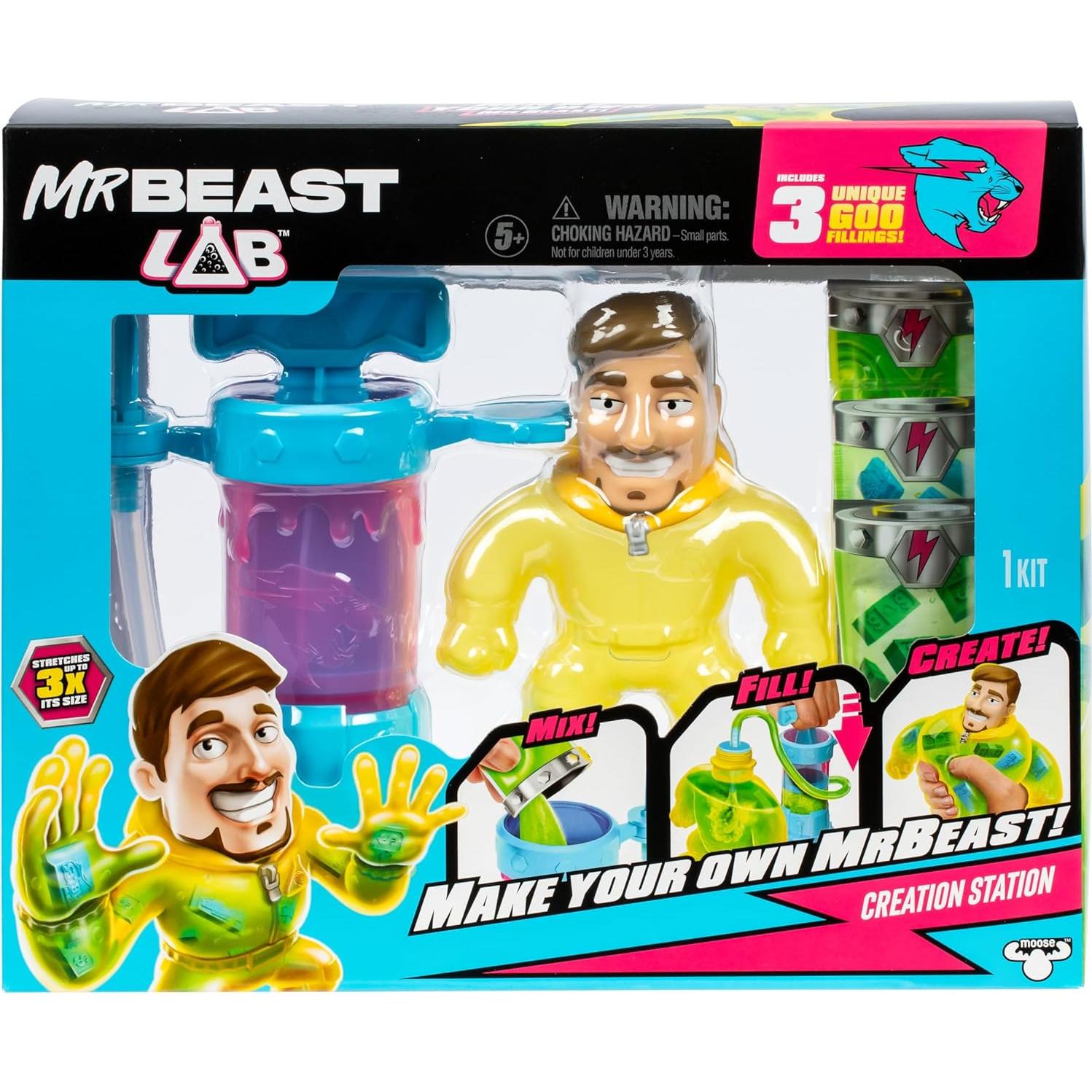 Figura Estirable MrBeast Lab con Estación de Creación y Goo