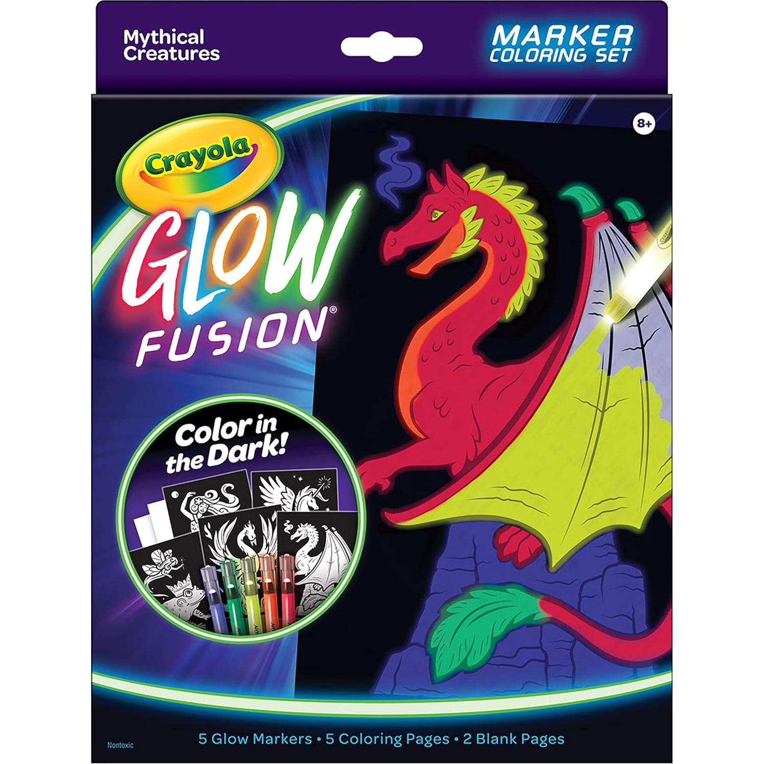 Set Crayola Glow Fusion con Marcadores y Páginas Míticas
