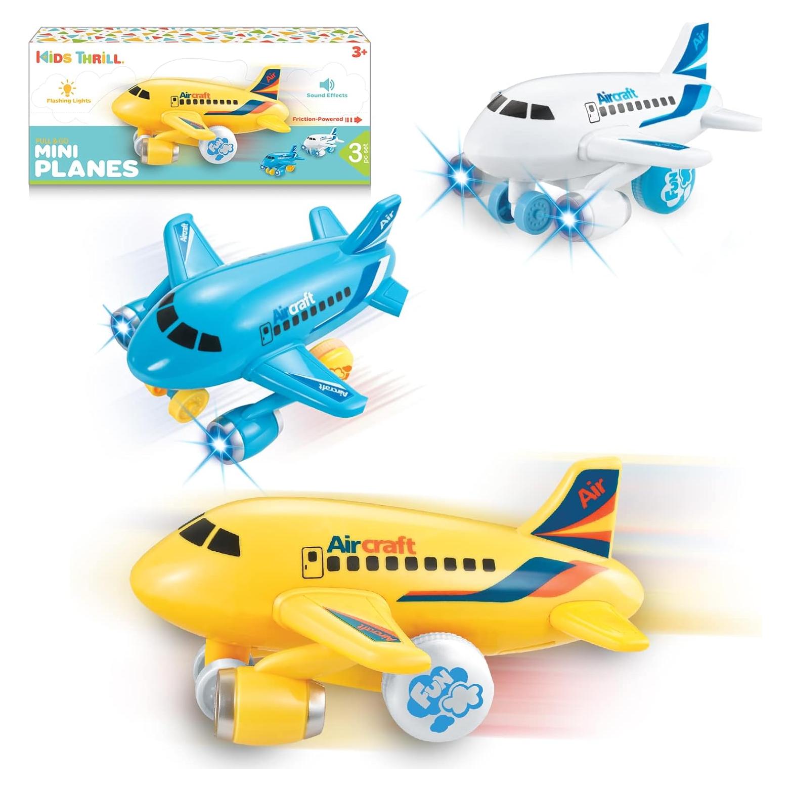 Juguete de Avión Kidsthrill Set de 3 Aviones con Luces