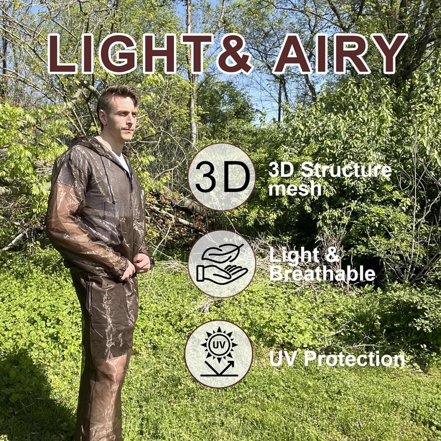 Aventik Traje de Mosquito Malla UV Super Ligero Marrón