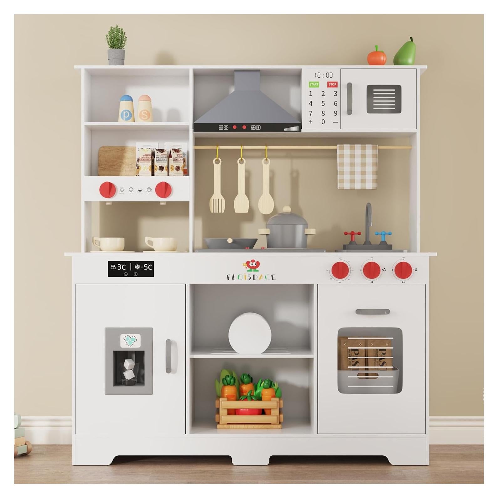 Cocina de Madera para Niños Floisdace - Juego Realista con Electrodomésticos
