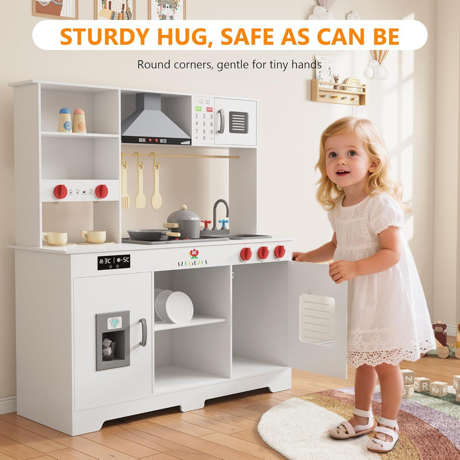 Cocina de Madera para Niños Floisdace - Juego Realista con Electrodomésticos