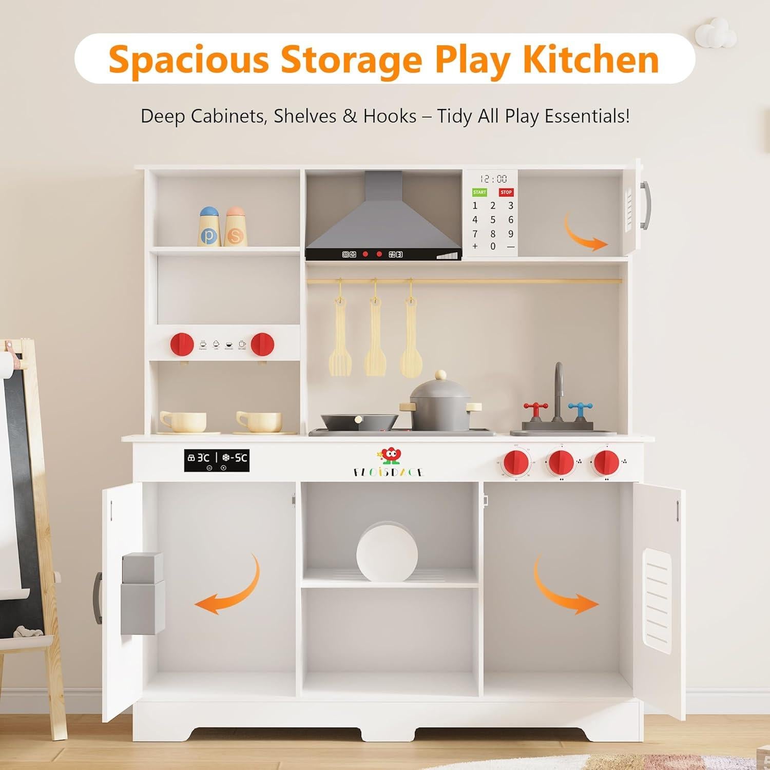 Cocina de Madera para Niños Floisdace - Juego Realista con Electrodomésticos