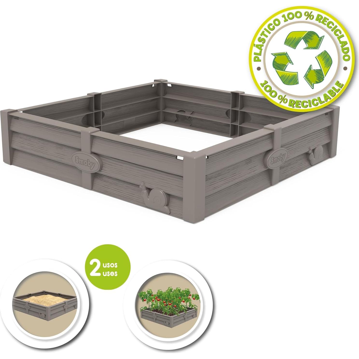 Caja de Arena Cuadrada Smoby 76x76cm - Jardín de Verduras - Hecho en Francia