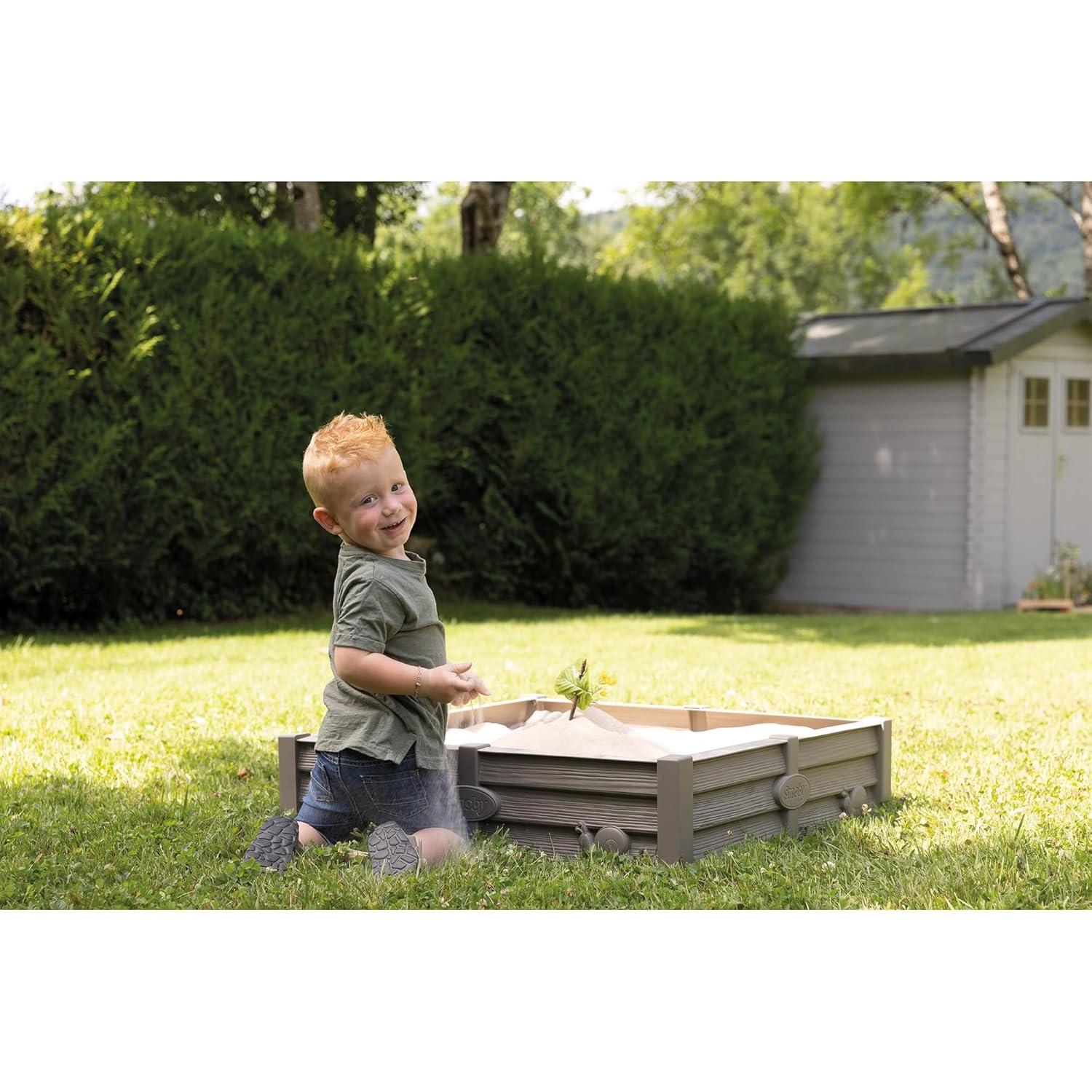 Caja de Arena Cuadrada Smoby 76x76cm - Jardín de Verduras - Hecho en Francia