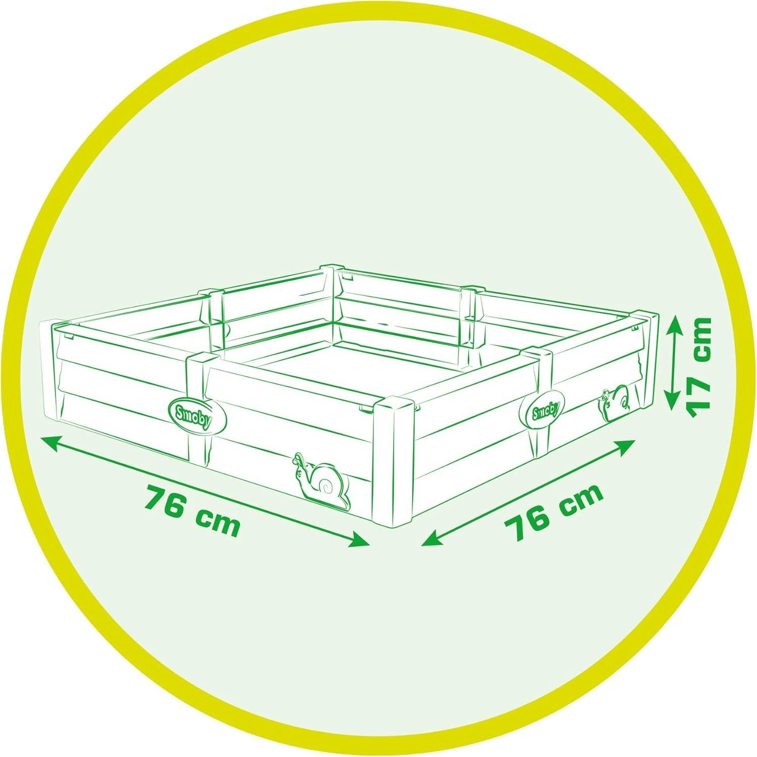 Caja de Arena Cuadrada Smoby 76x76cm - Jardín de Verduras - Hecho en Francia