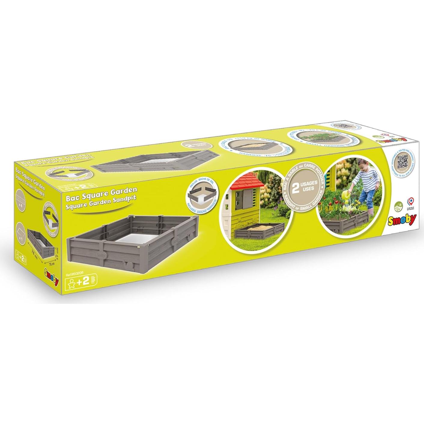 Caja de Arena Cuadrada Smoby 76x76cm - Jardín de Verduras - Hecho en Francia