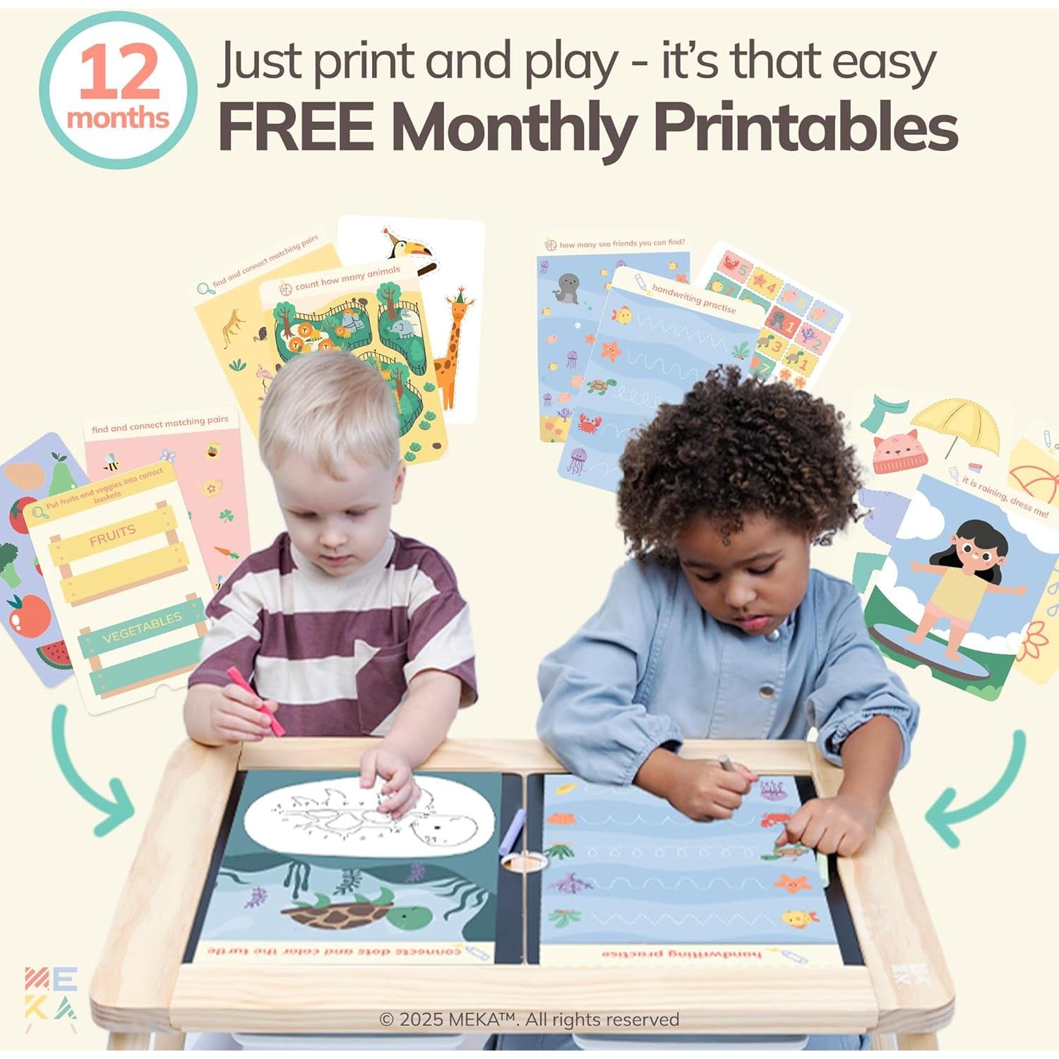 Mesa Sensorial MEKA 6-en-1 para Niños con Paneles Intercambiables