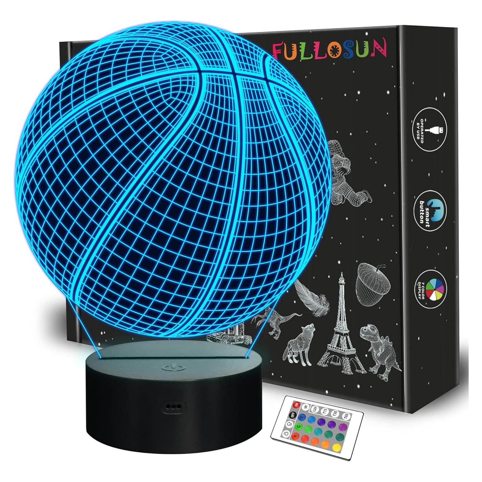 Lámpara de Noche 3D FULLOSUN Baloncesto Control Remoto 16 Colores