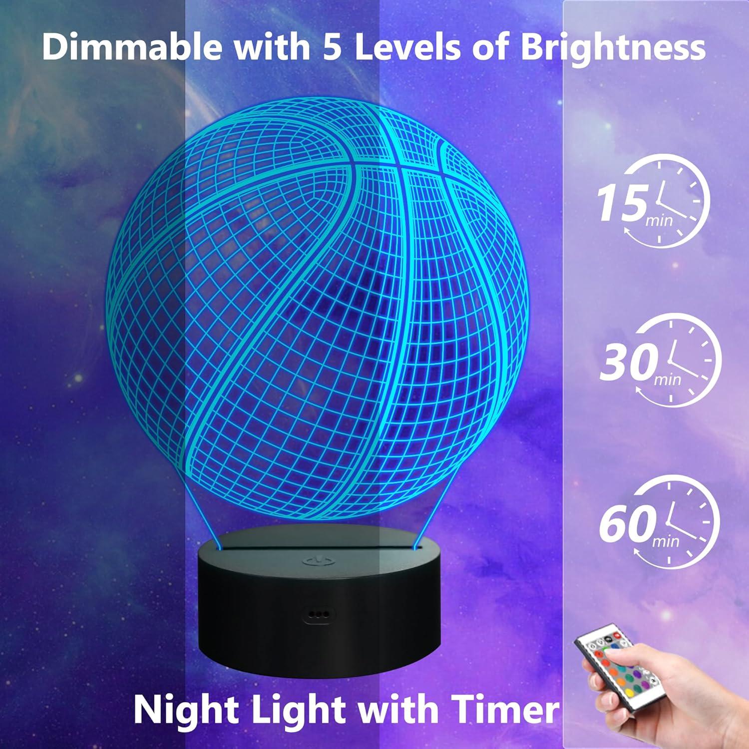 Lámpara de Noche 3D FULLOSUN Baloncesto Control Remoto 16 Colores