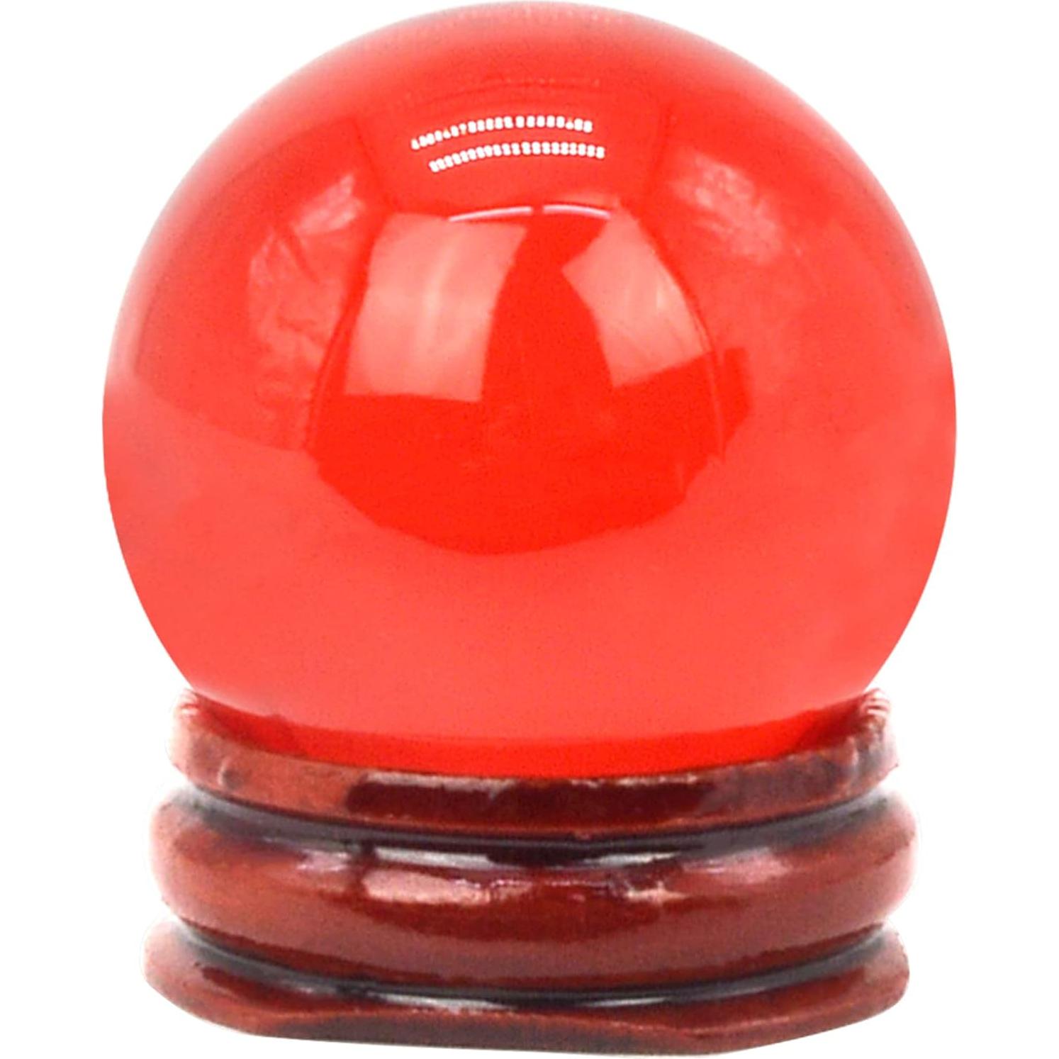 Bola de Cristal Multicolor Feng Shui 40mm Rojo Decorativa