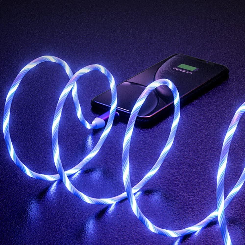 Cable de Carga USB IHAO 3 en 1 con Luz LED 1m Azul
