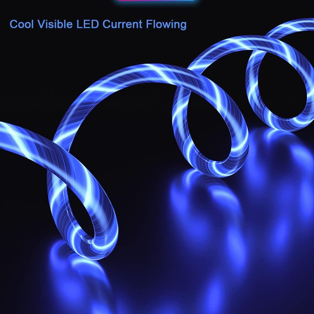 Cable de Carga USB IHAO 3 en 1 con Luz LED 1m Azul