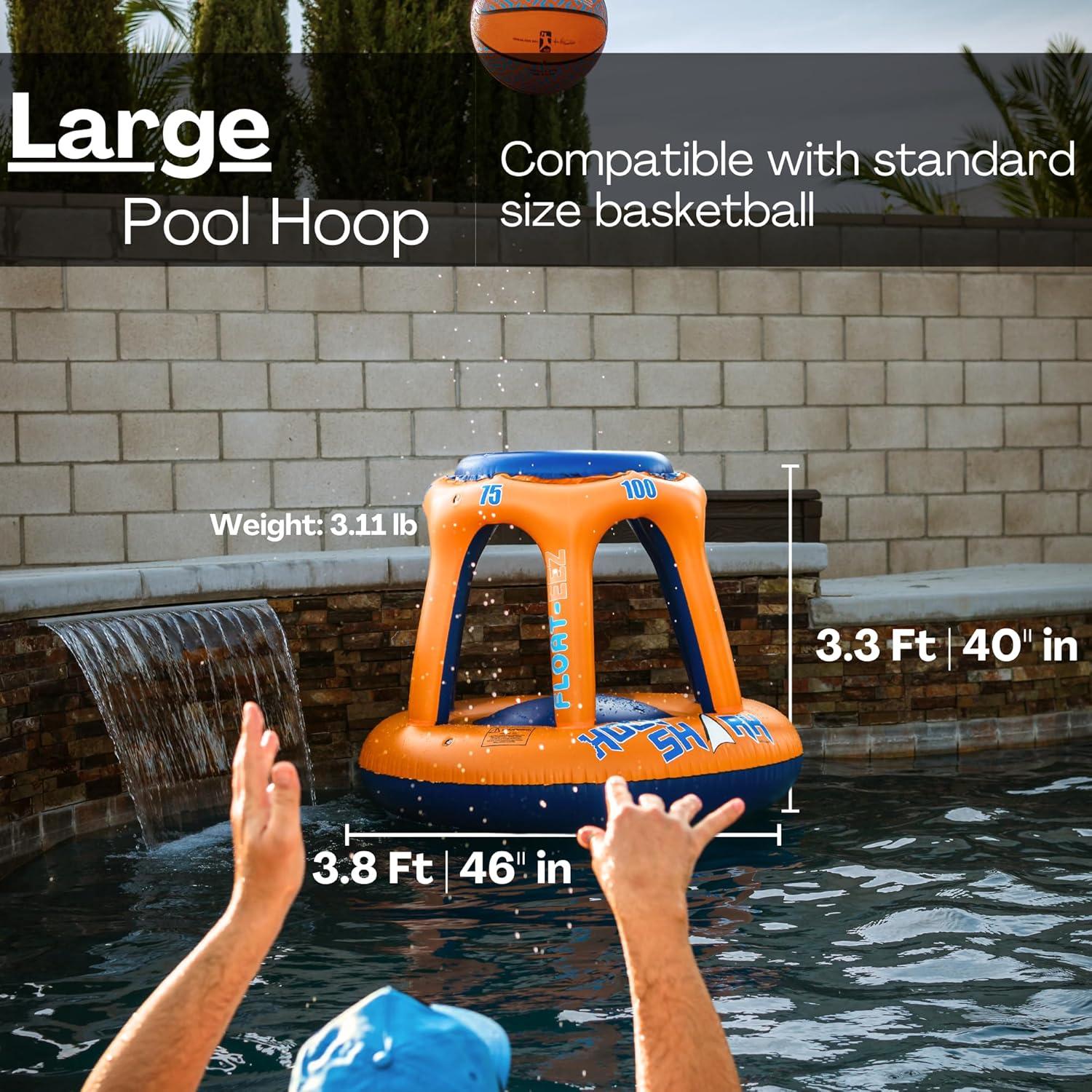 Juego de Aro de Baloncesto Inflable Hoop Shark - Naranja/Azul - Para Piscina