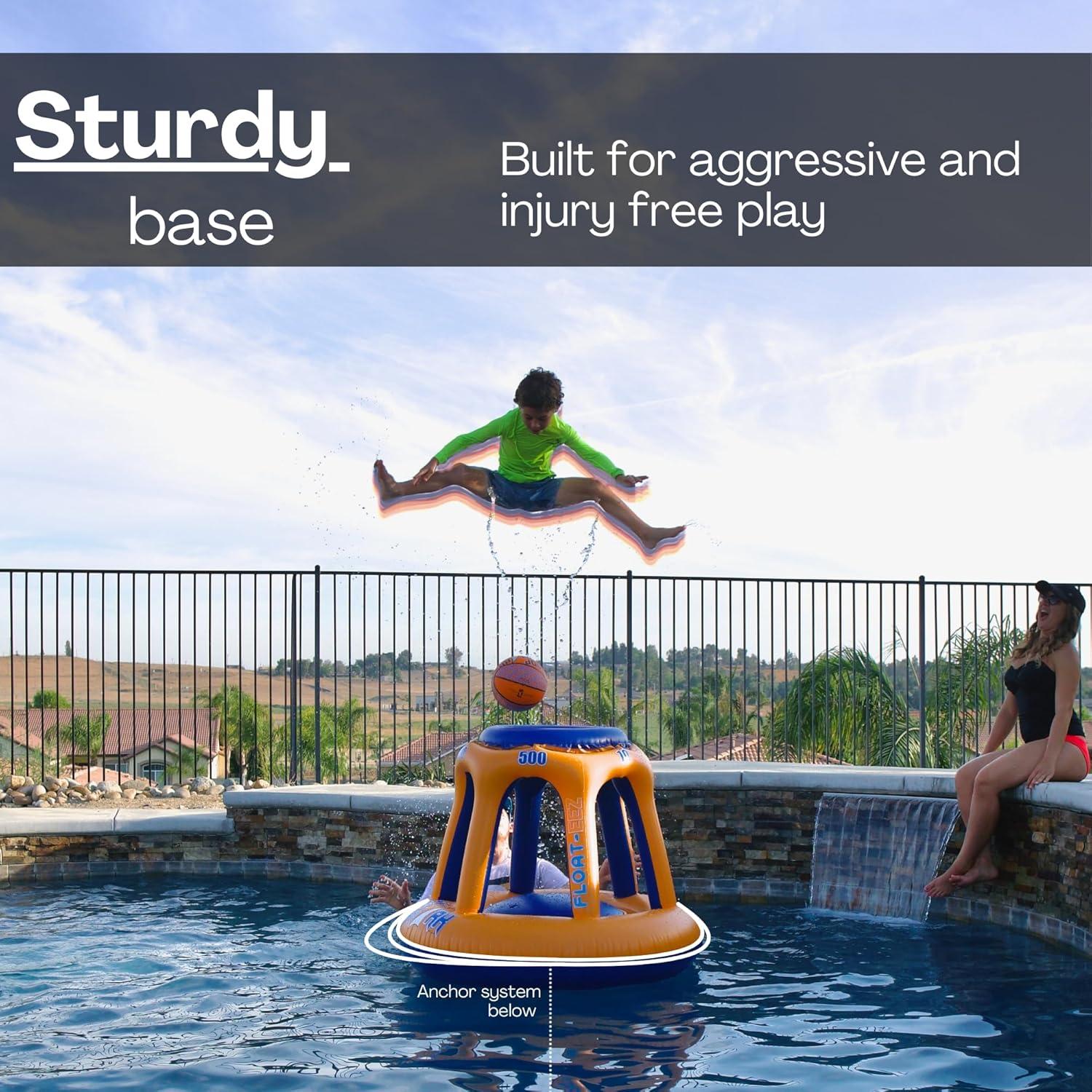 Juego de Aro de Baloncesto Inflable Hoop Shark - Naranja/Azul - Para Piscina