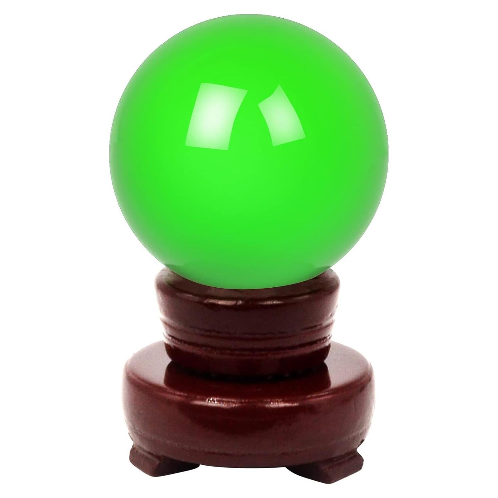 Bola de Cristal Verde Feng Shui 60mm Decorativa