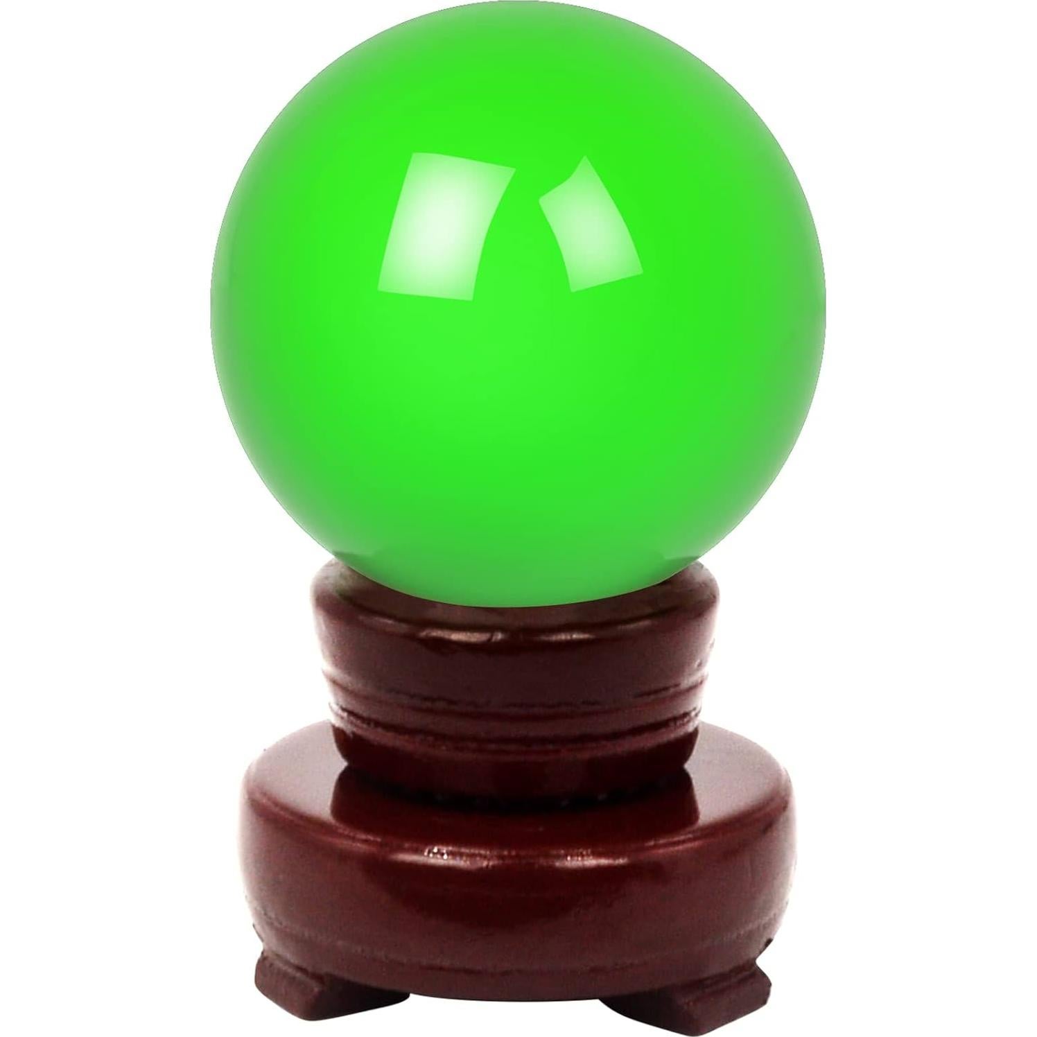 Bola de Cristal Verde Feng Shui 60mm Decorativa