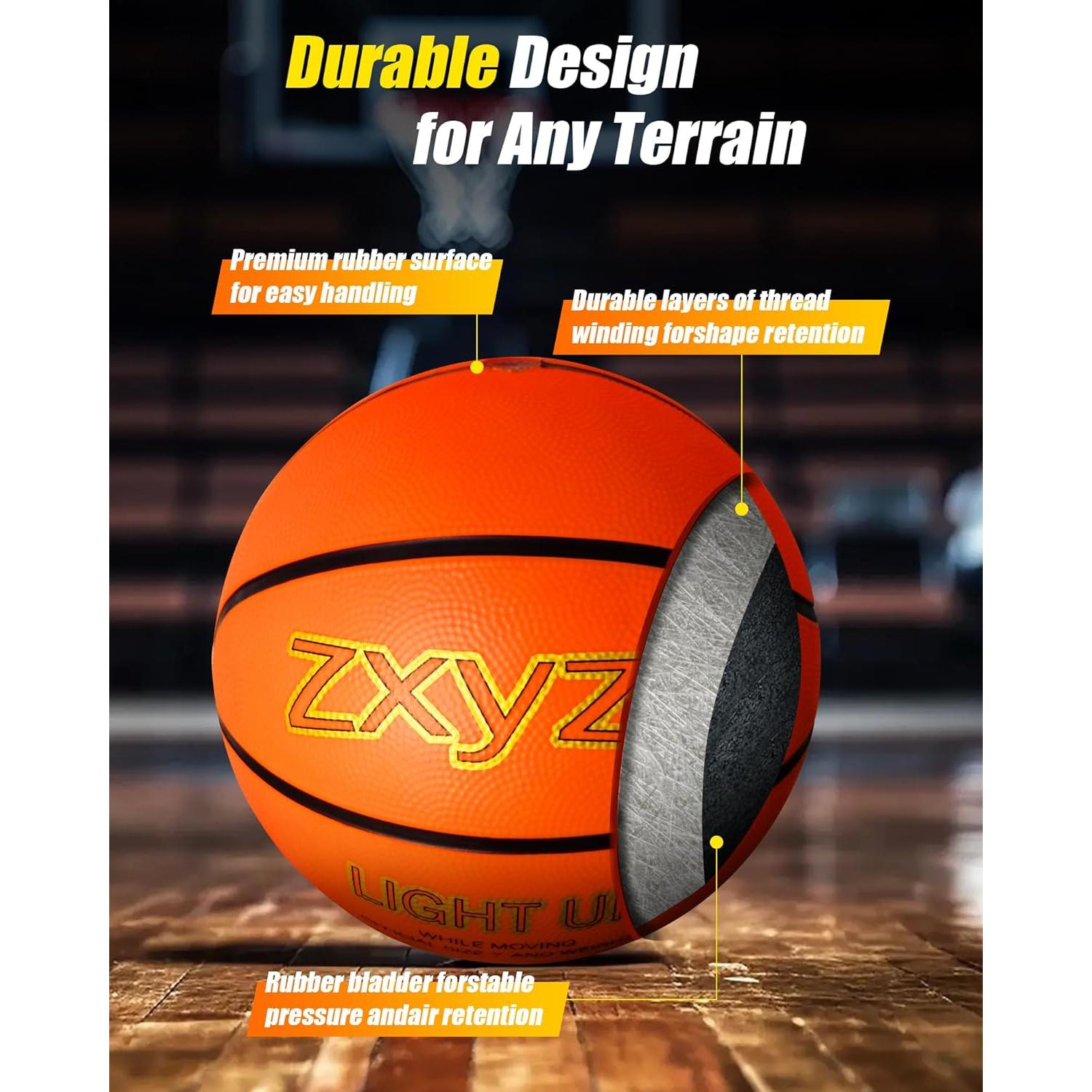 Balón de Baloncesto Iluminado Zxyzz 29.5" Recargable USB-C