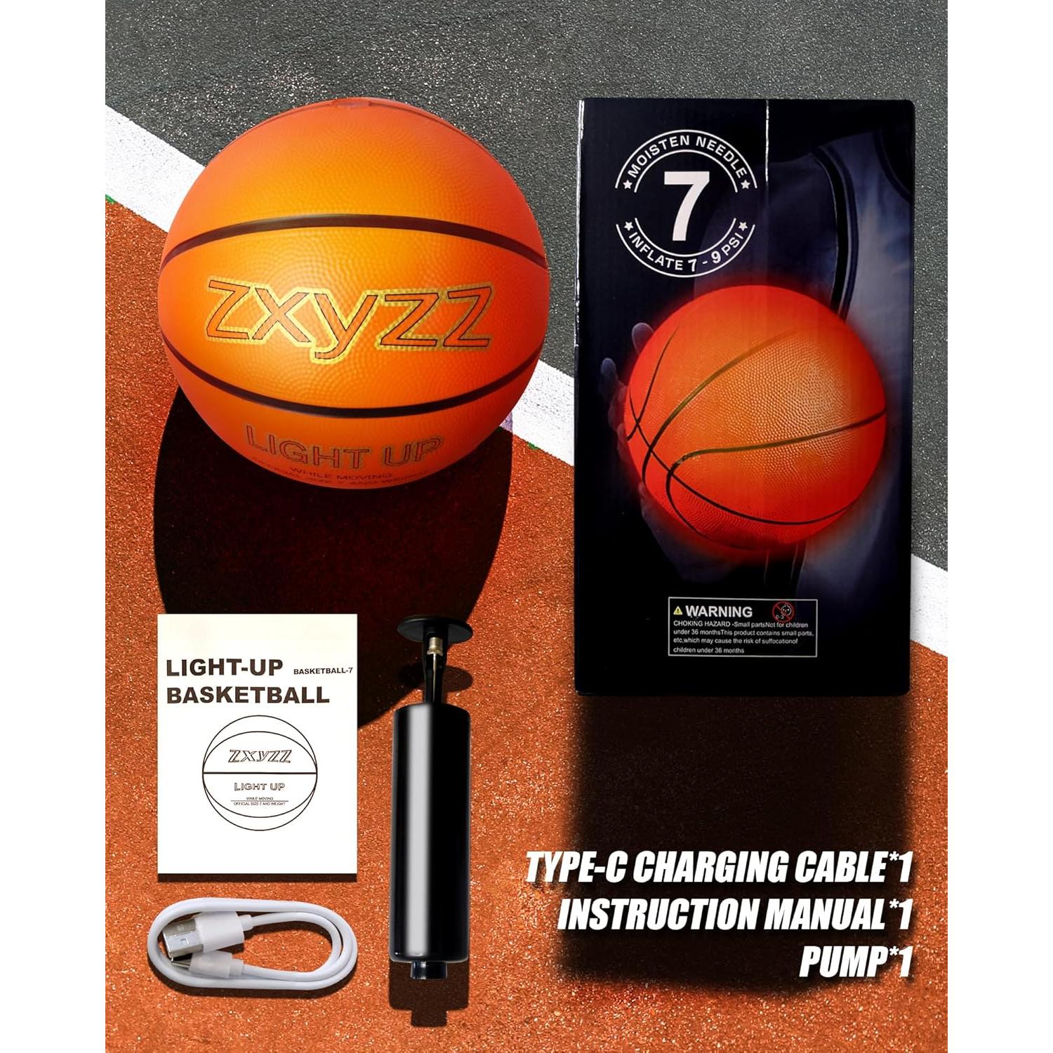 Balón de Baloncesto Iluminado Zxyzz 29.5" Recargable USB-C
